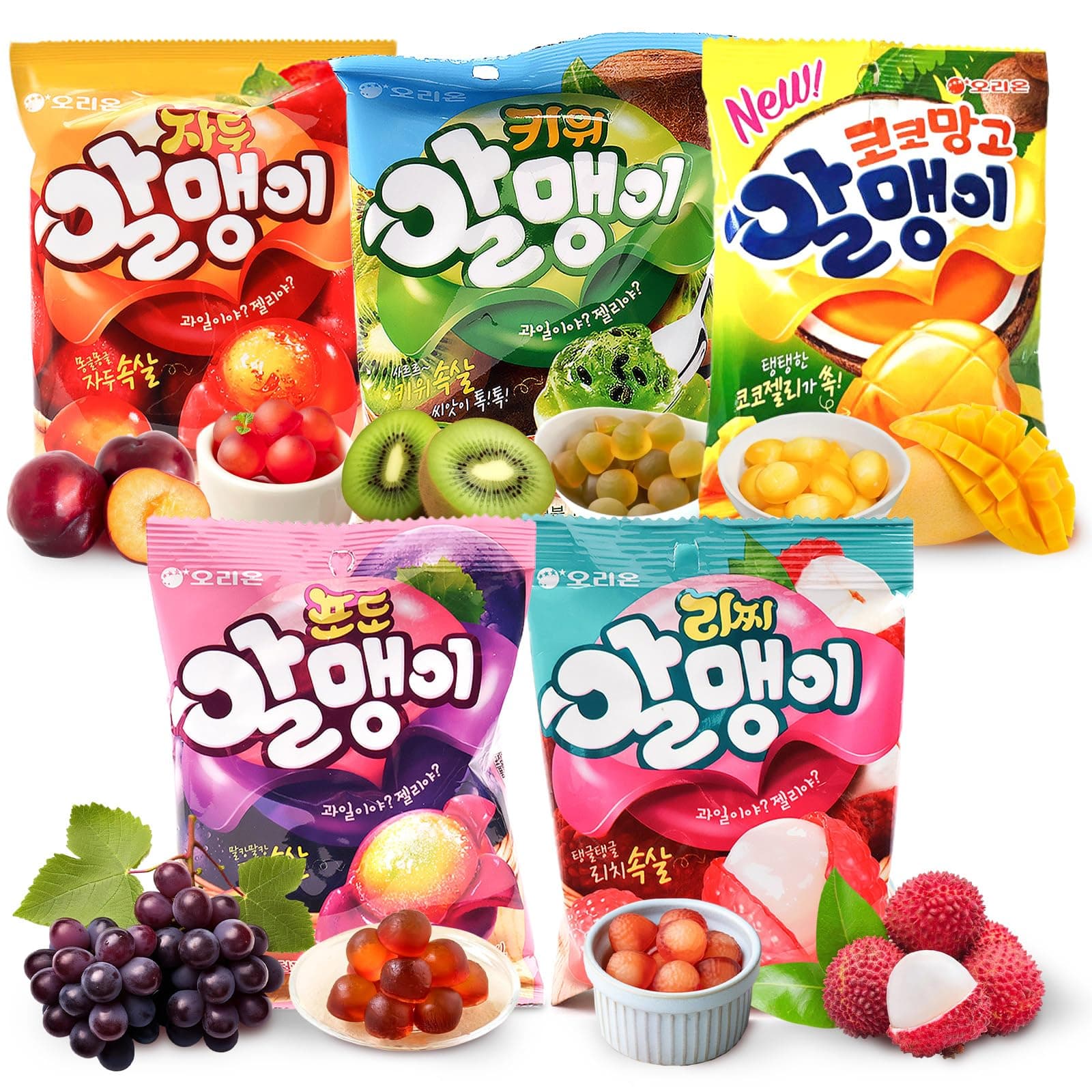 COELO Peelable Assorted Gummy 67g x 5Pack (Total 11.8oz) 5 Flavors Varitey Pack, 4D Tropical Peeling Soft Sweet Candy Filled Rich Fruits Jelly Fun Chewy Shareable Treats Single Serve K-Food Snack