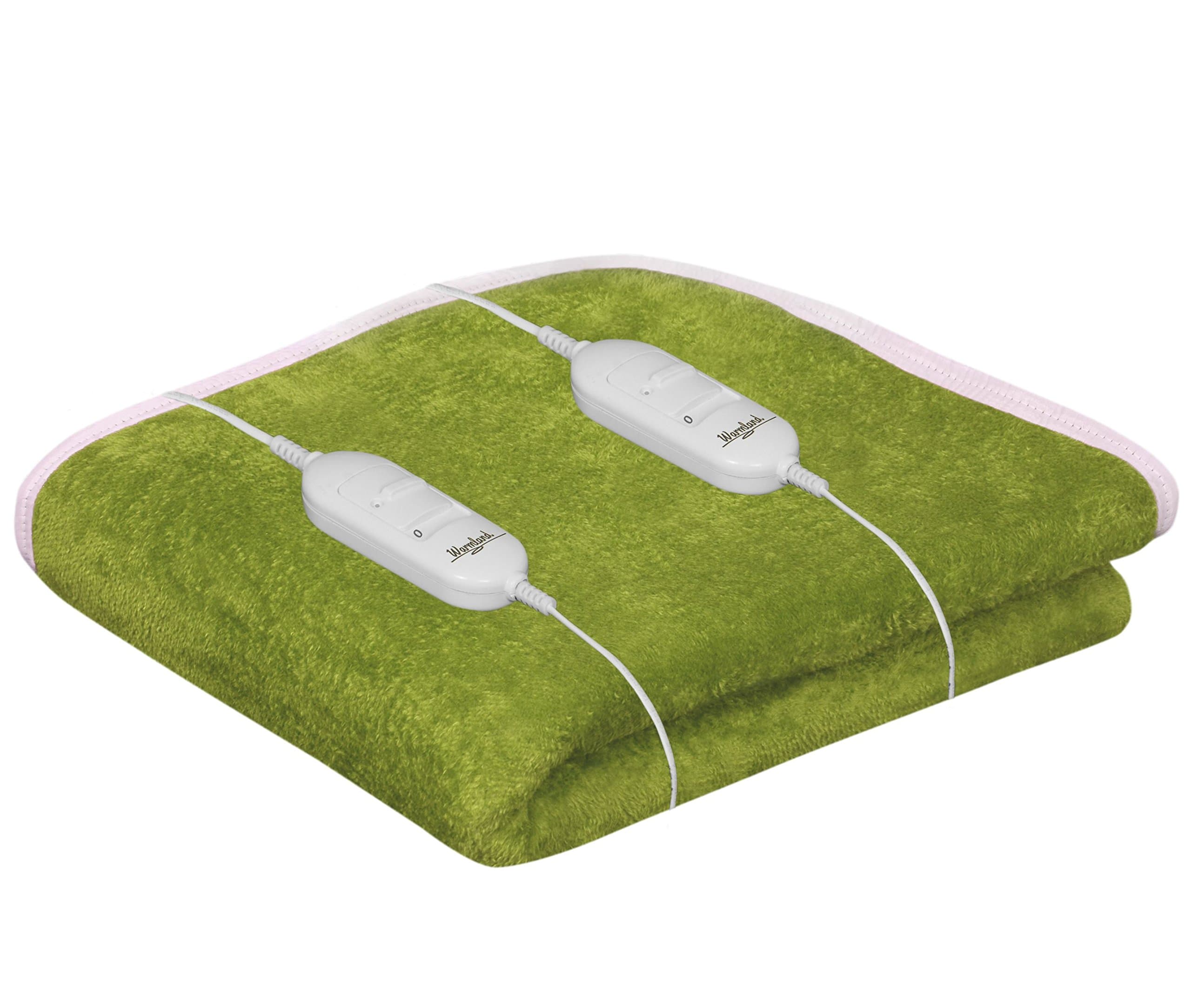 Warmland Solid Polyester Double Electric Blanket ( Green )