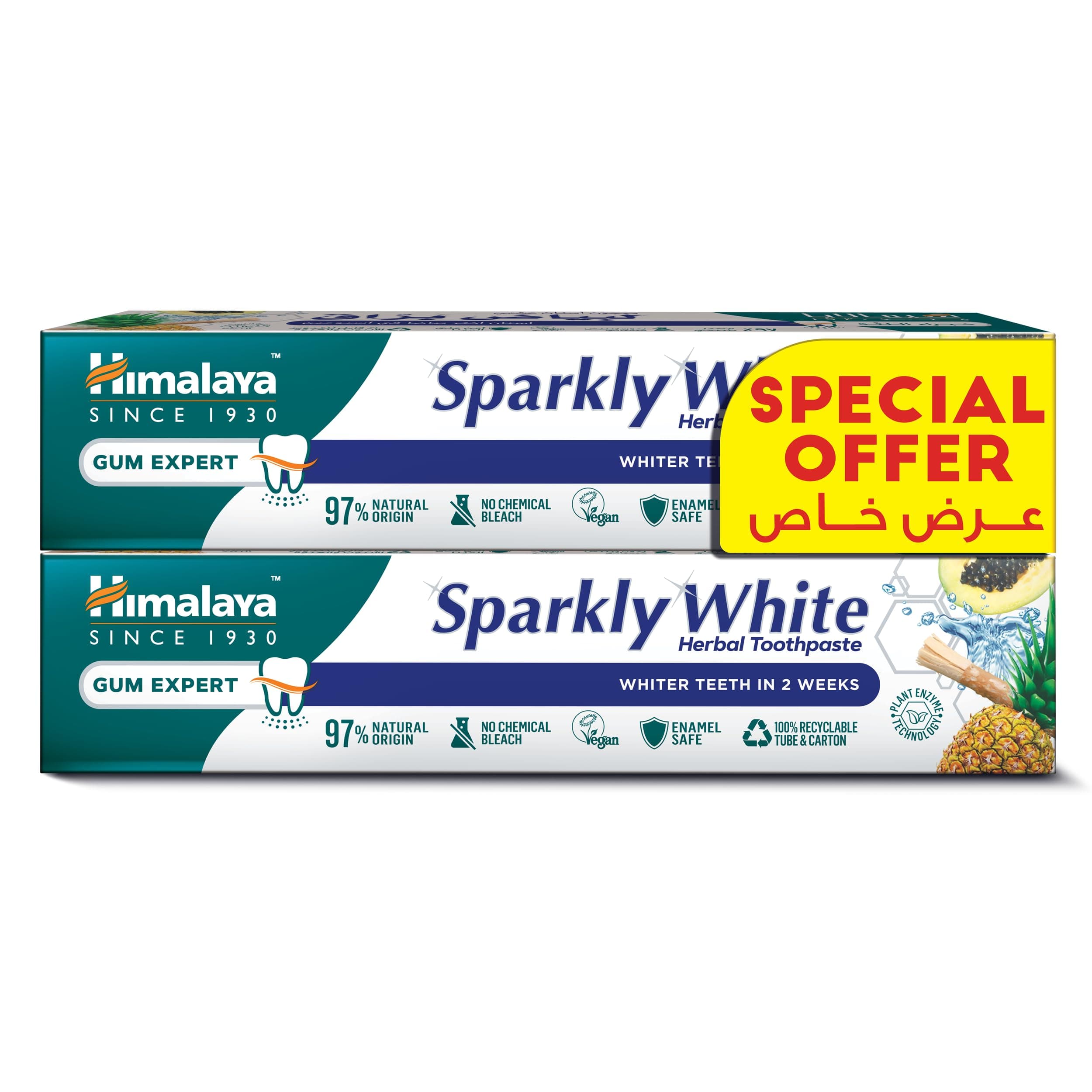 Since 1930 Sparkly White Herbal Toothpaste, 2 X 100ml