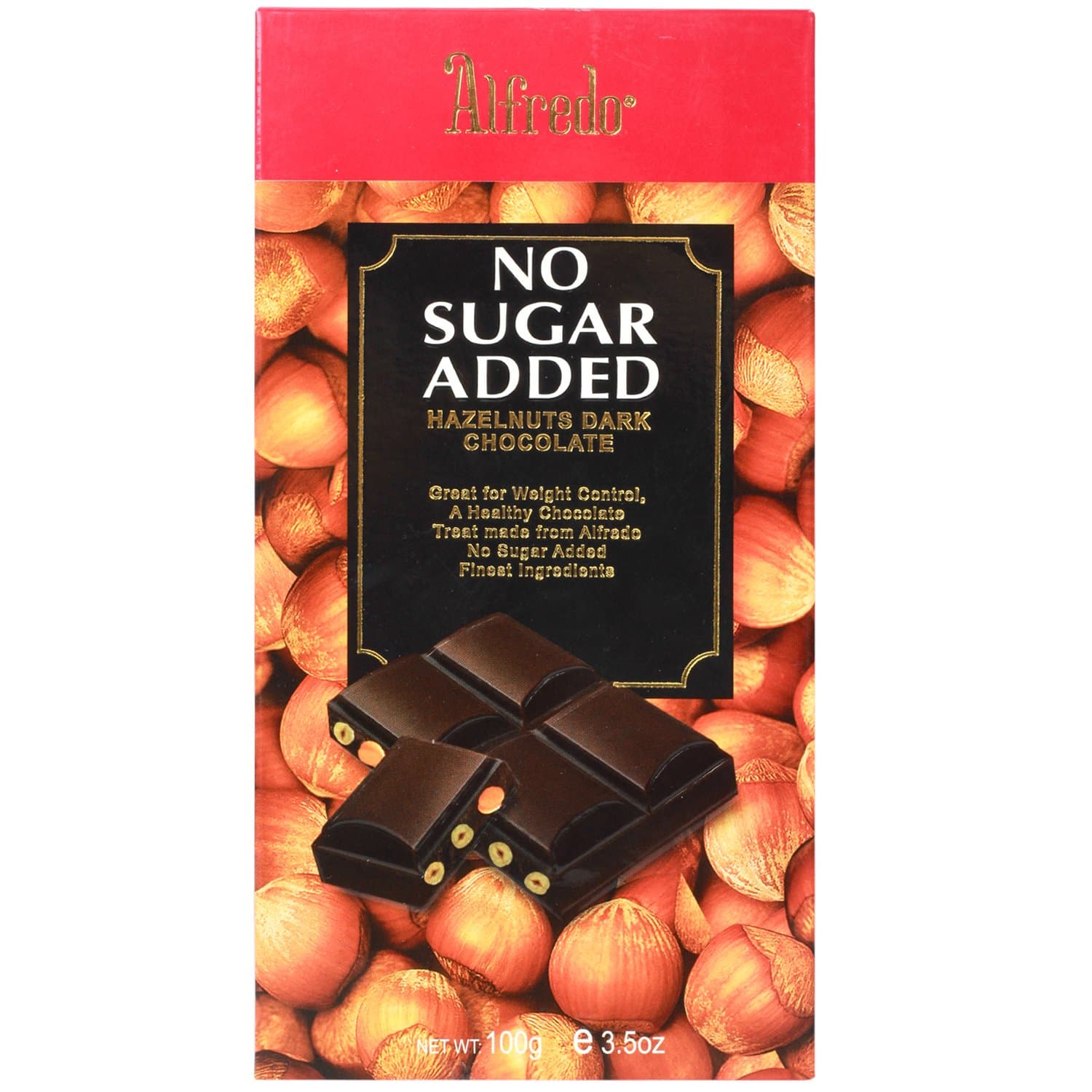 Alfredo No Added SugarHazelnut Dark Chocolate, 100g