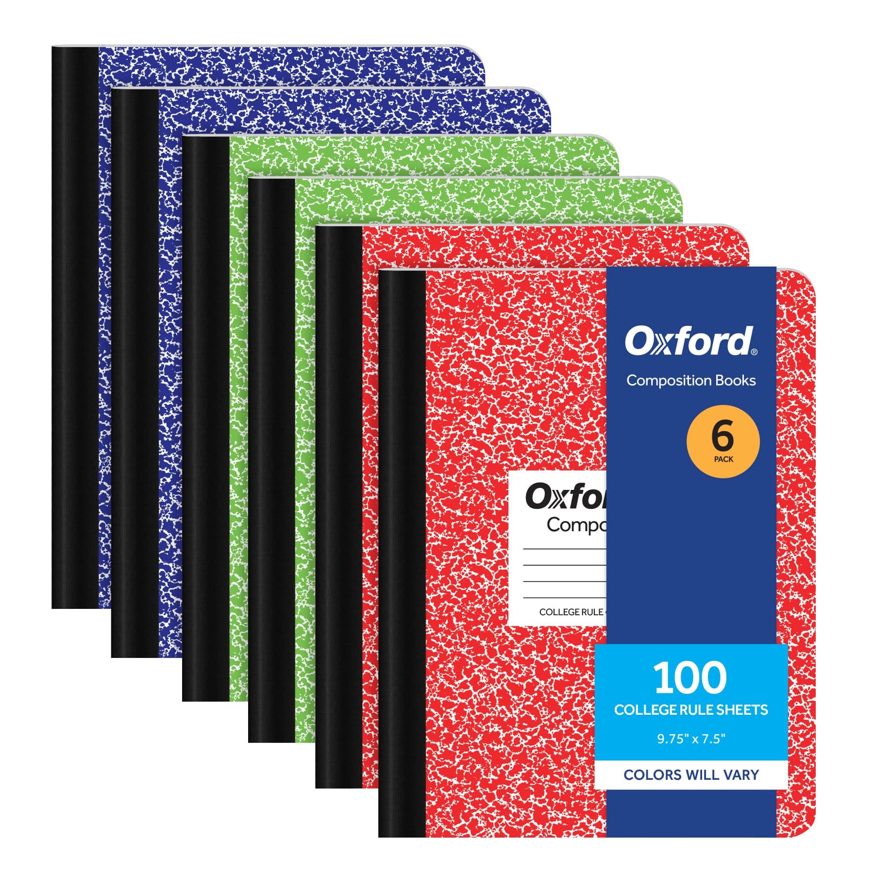 Oxford Composition Notebook 6 Pack, College Ruled Paper, 9-3/4 x 7-1/2 Inches...