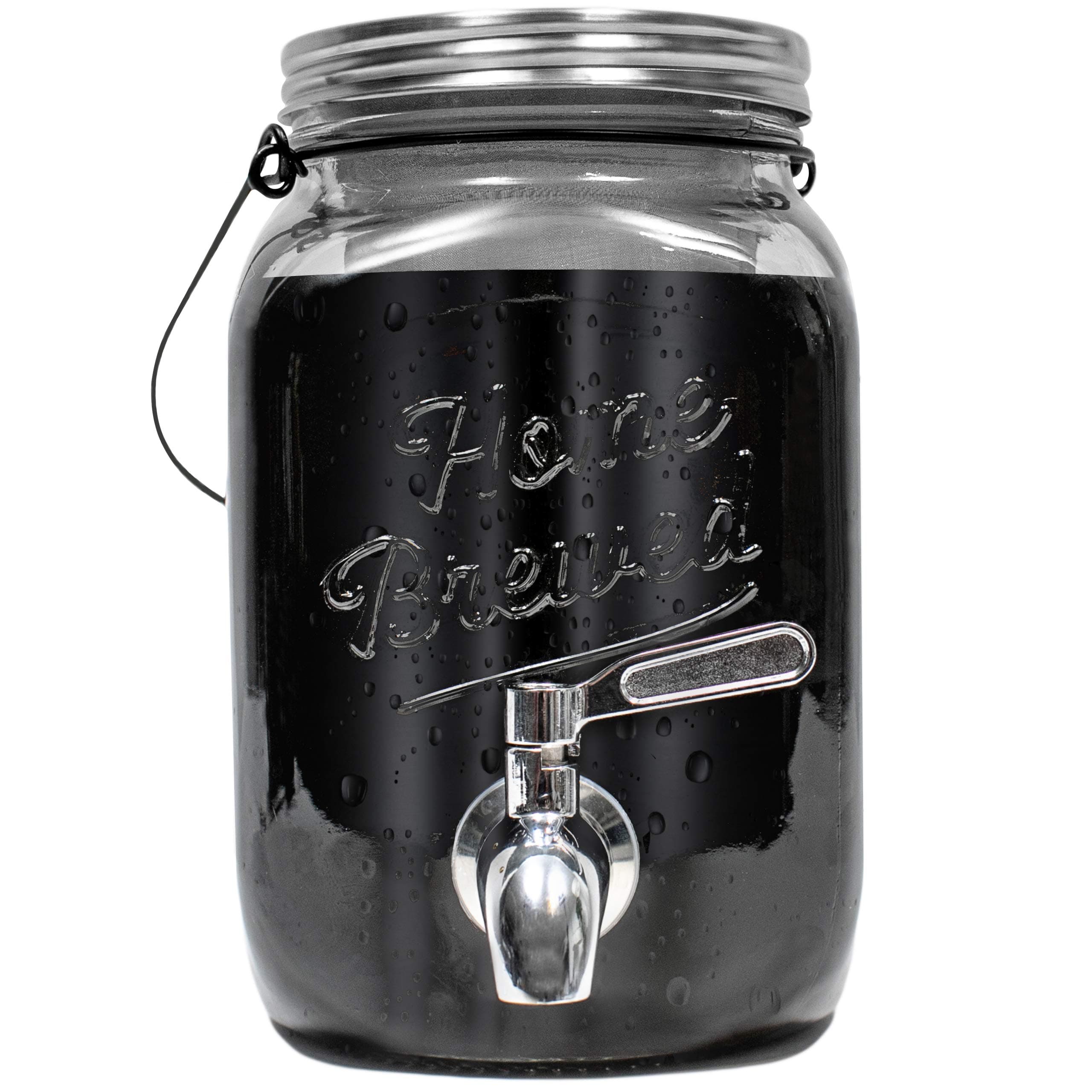 Willow & Everett Cold Brew Coffee & Iced-Tea Maker Pitcher, 2 L Glass Dispenser w/Metal Spigot & Mesh Filter Iced Coffee & Sun Tea Brewing System