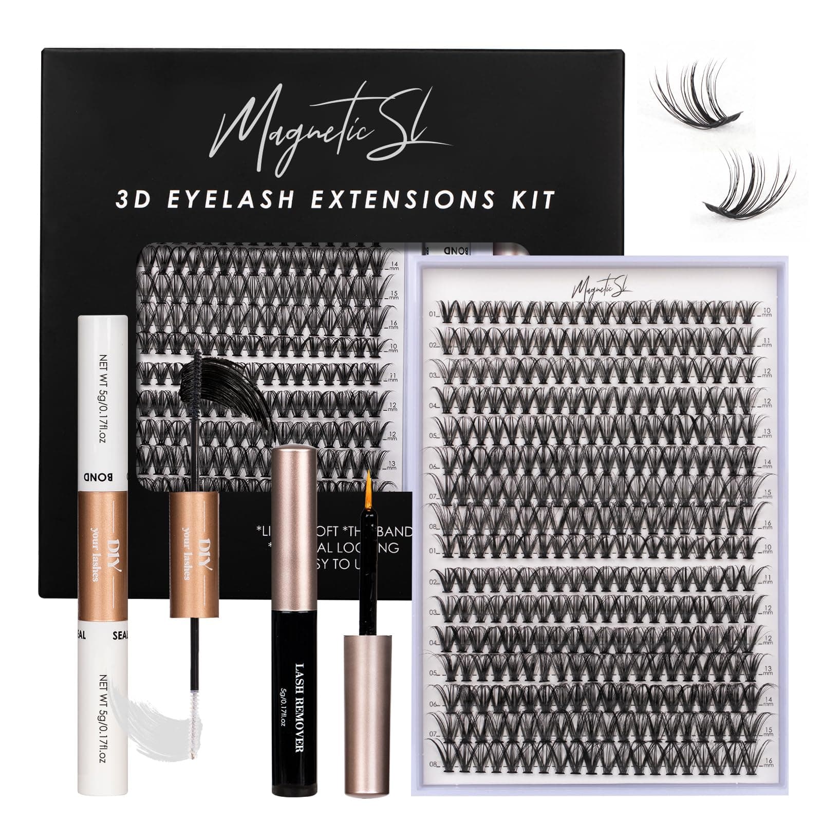 Lash Clusters DIY Lash Extensions Kit 320pcs Individual Lashes Clusters 30D 40D Eyelash Extension Kit with Applicator and Lash Bond&Seal,Clusters Lash Glue Remover Mix 10-16mm (30D+40D-320 KIT)