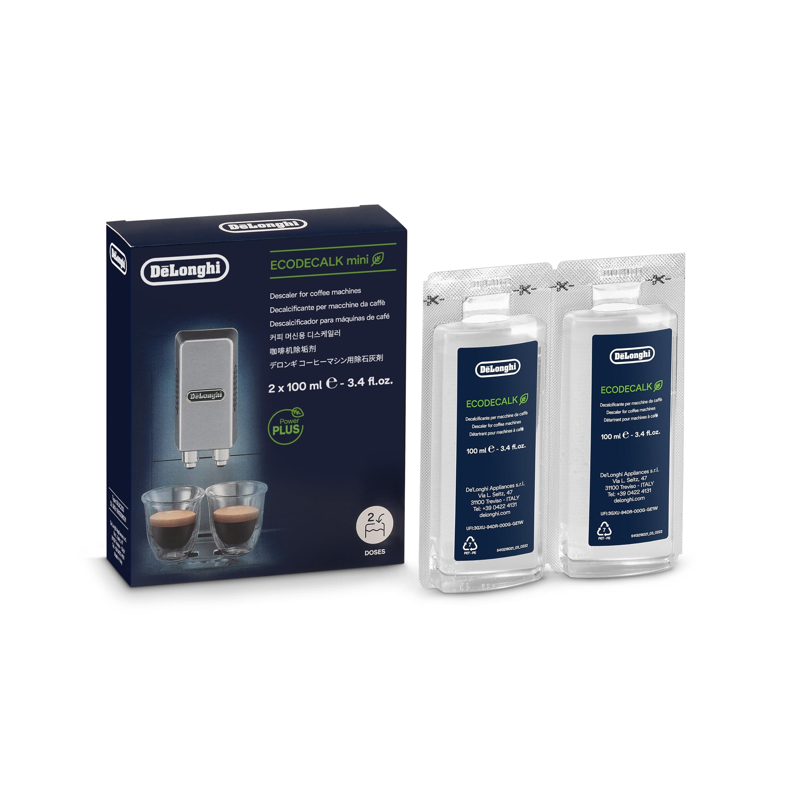 EcoDecalk Descaler, Eco-Friendly Universal Descaling Solution for Coffee & Espresso Machines, 2-Pack (1 use per pack)