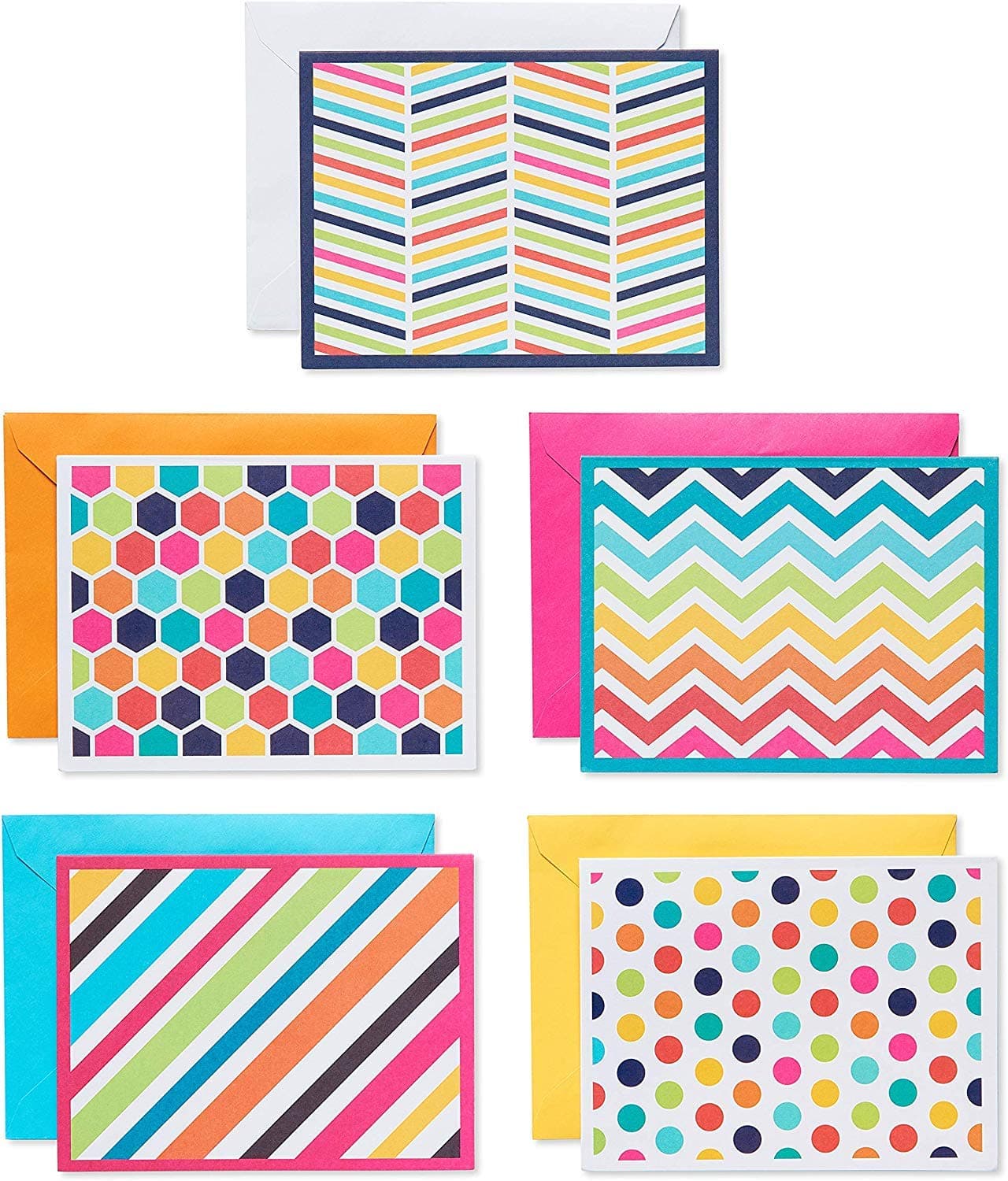 Blank Cards Assortment with Envelopes, Bright Patterns (30-Count)