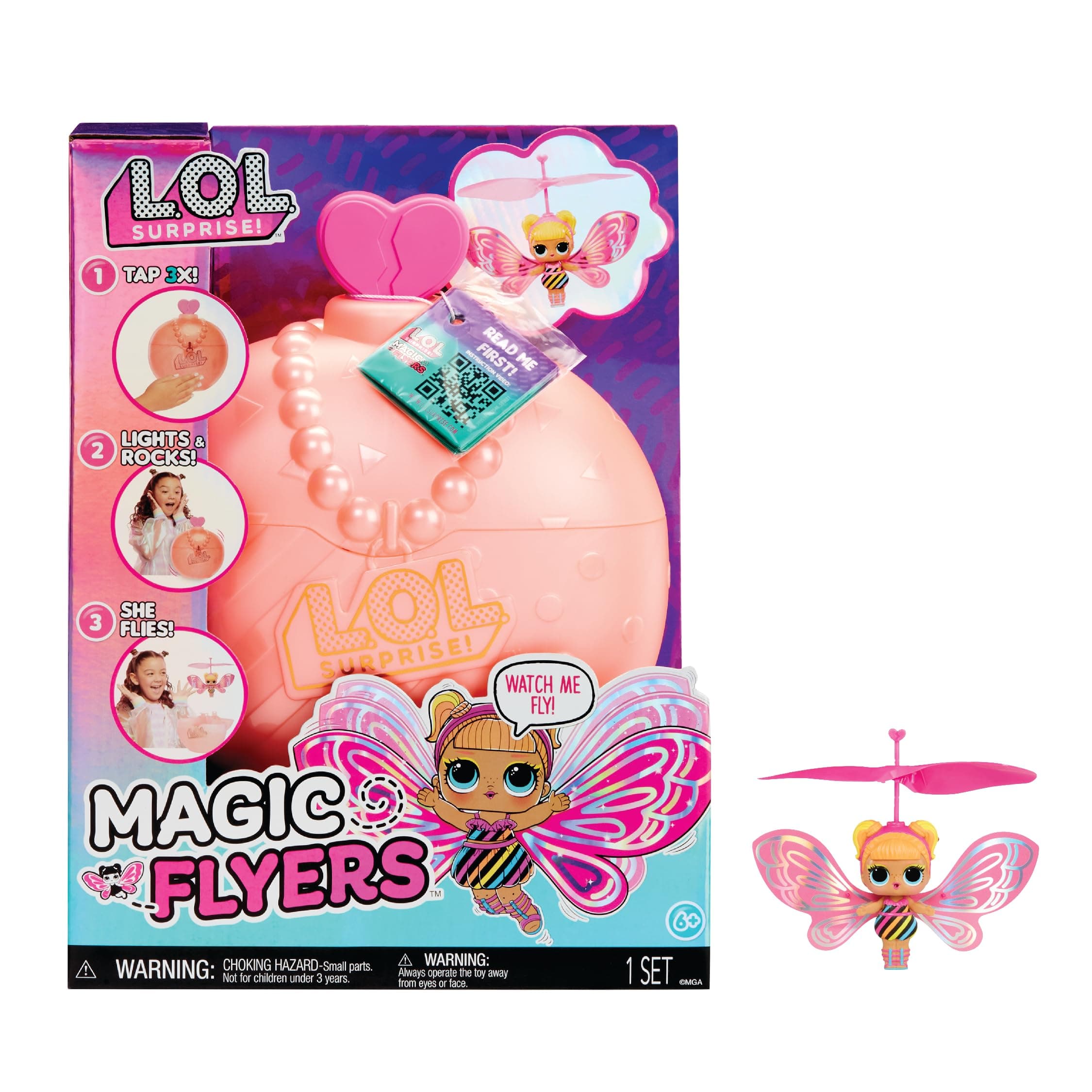 Magic Flyers: Flutter Star- Hand Guided Flying Doll, Collectible Doll, Touch Bottle Unboxing, Great Gift for Girls Age 6+, Multicolor