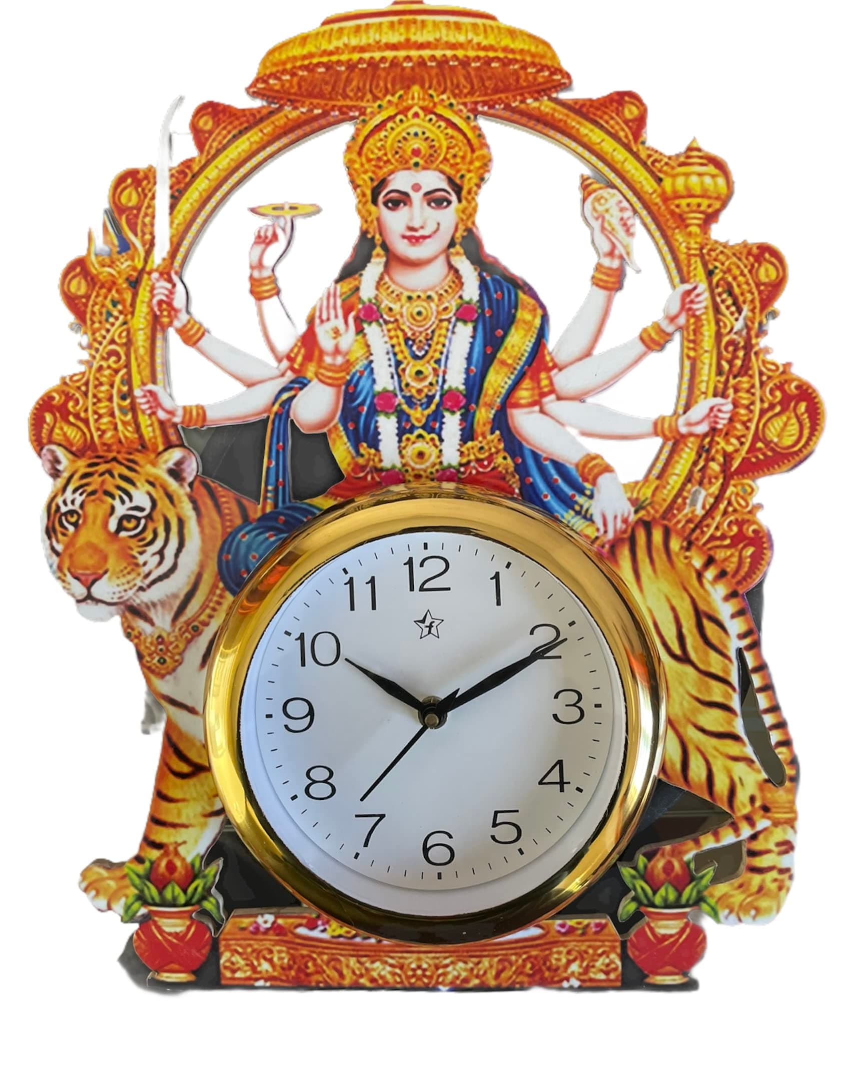 Devotional Durga Maa Designer Stone Decorative Big Wall Clock for Home/Office (1)