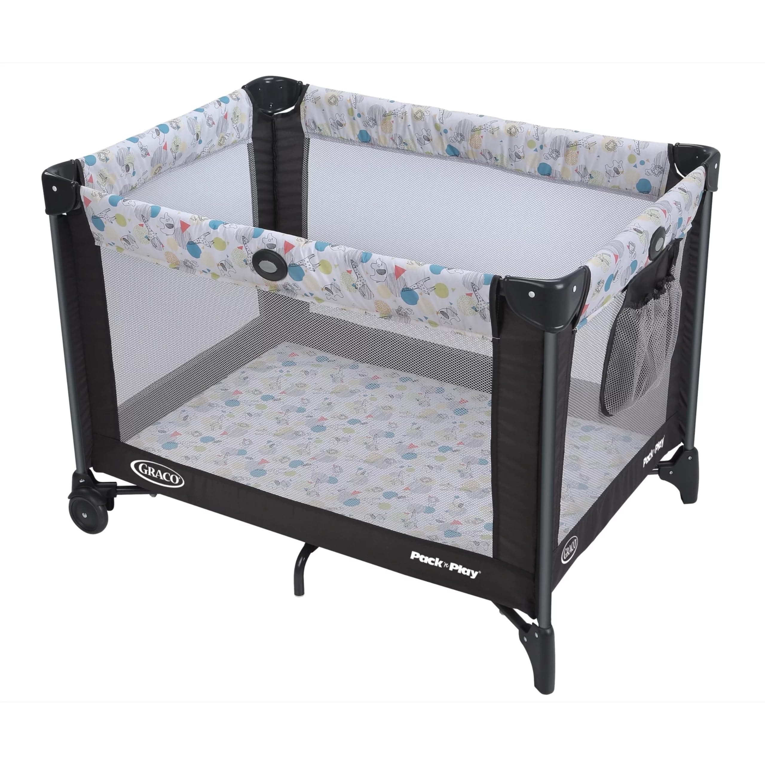 Pack and Play Portable Playard, Push Button Compact Fold, Carnival