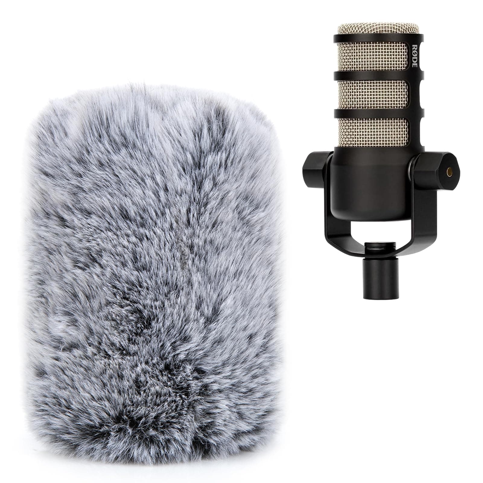 PodMic Pop Filter Furry Cover - Mic Windscreen Wind Cover Customized for Rode PodMic Podcasting Microphone to Blocks Out Plosives(Gray01)
