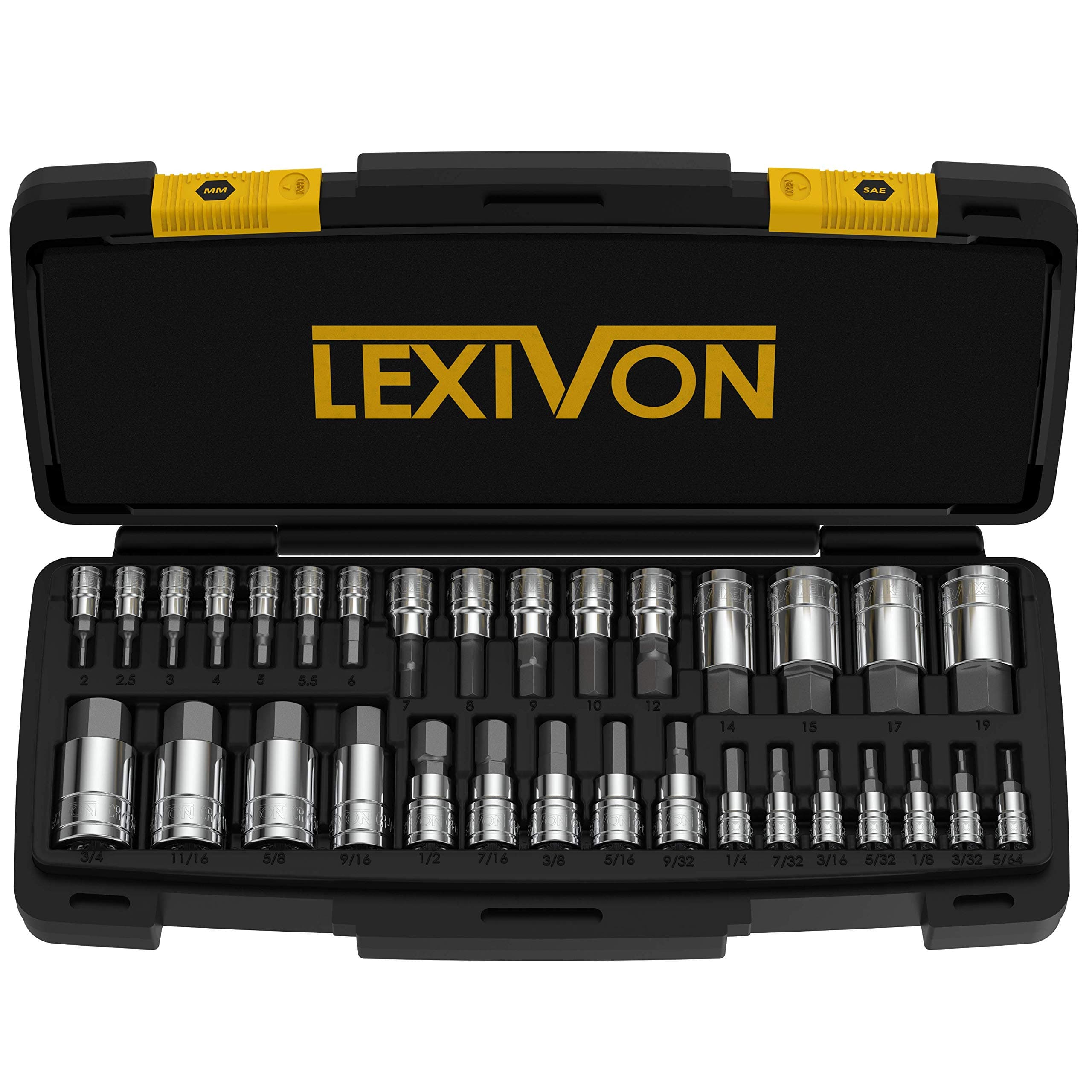 Master HEX Bit Socket Set, Premium S2 Alloy Steel | Complete 32-Piece, SAE and Metric Set | Enhanced Storage Case (LX-144)