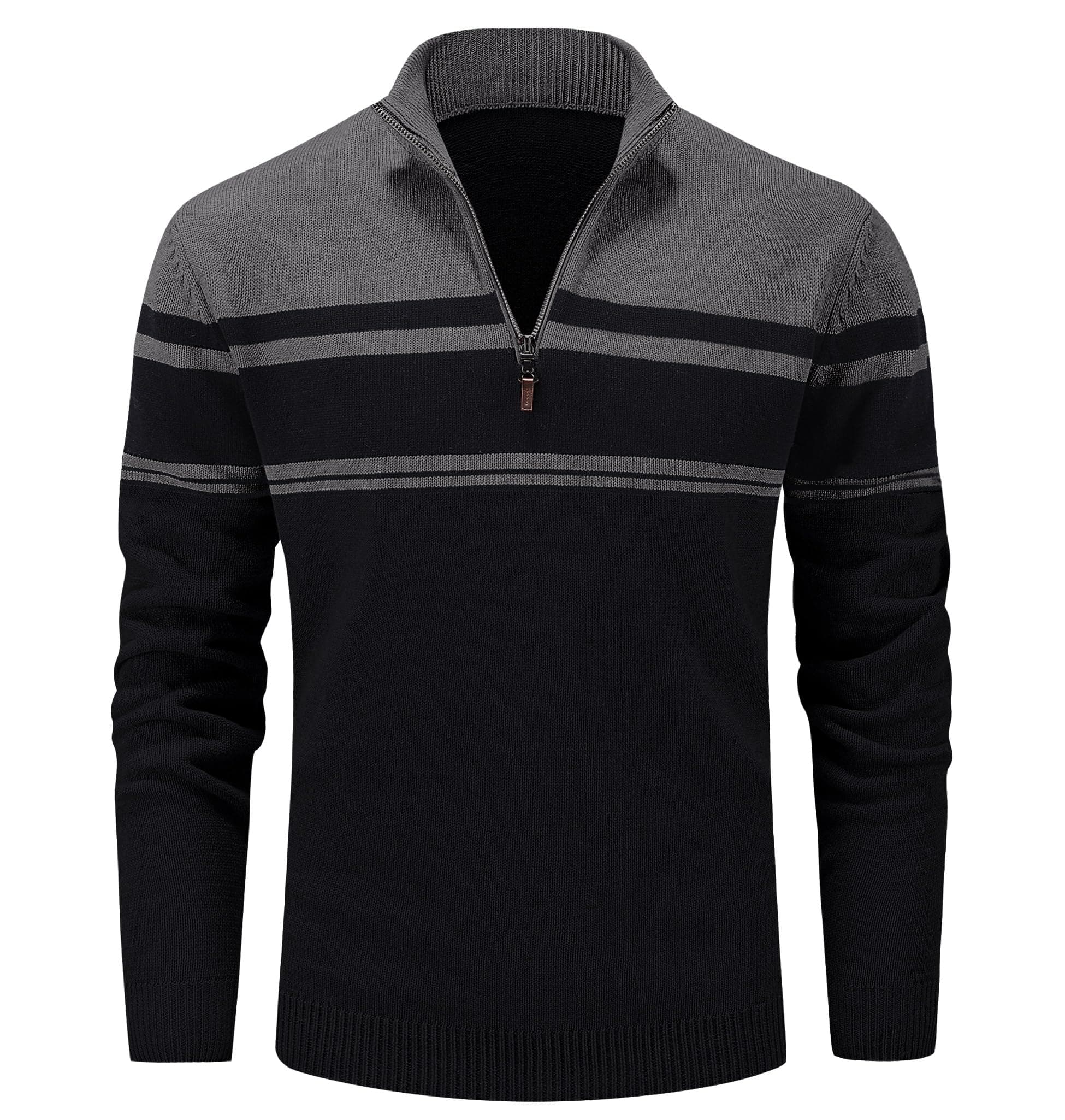 Men's Sweaters 1/4 Zip Cotton Sweater Pullover Polo Sweaters Striped Fall Winter Warm Sweatshirts