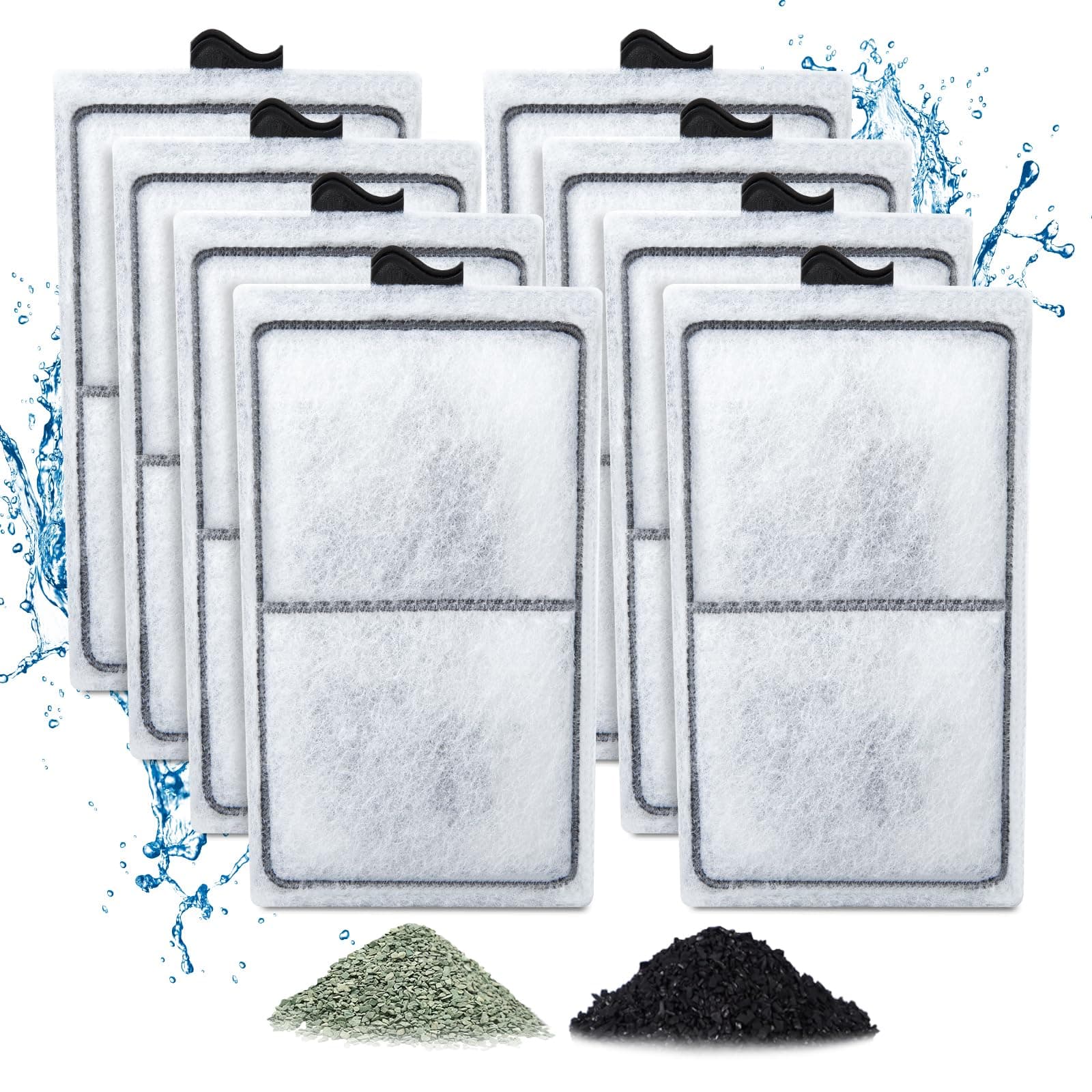 8 Pack PF-S Filter Cartridges Only Compatible with Silenstream PF10 Power Filters, Replacement Aquarium Carbon Cartridge with Zeolite, Size 5.5 in L x 3.1 in