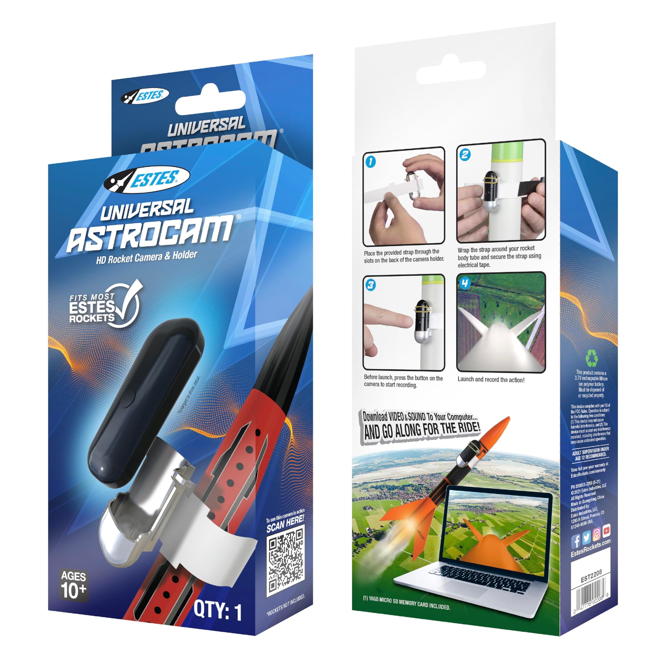 2208 Universal Astrocam HD Rocket Camera and Holder, Model-Rocket Camera, Rocket Model Kit Accessories for Ages 10+