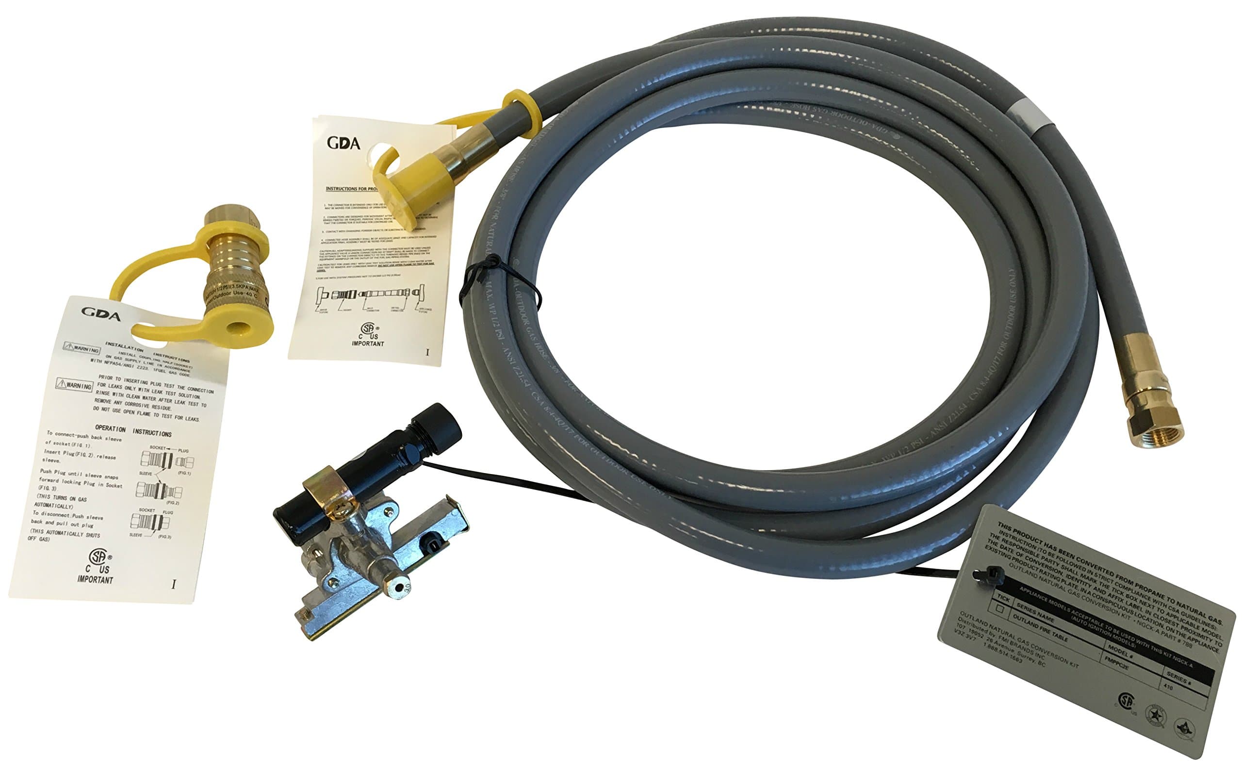 Outland Natural Gas Conversion Kits for Auto-Ignition Propane Fire Pit Tables, Complete 3 Piece Set – CSA Certified for Quick & Easy Conversion (788 NGCK for FMPPC2E-410 Series 410 Square Tables)