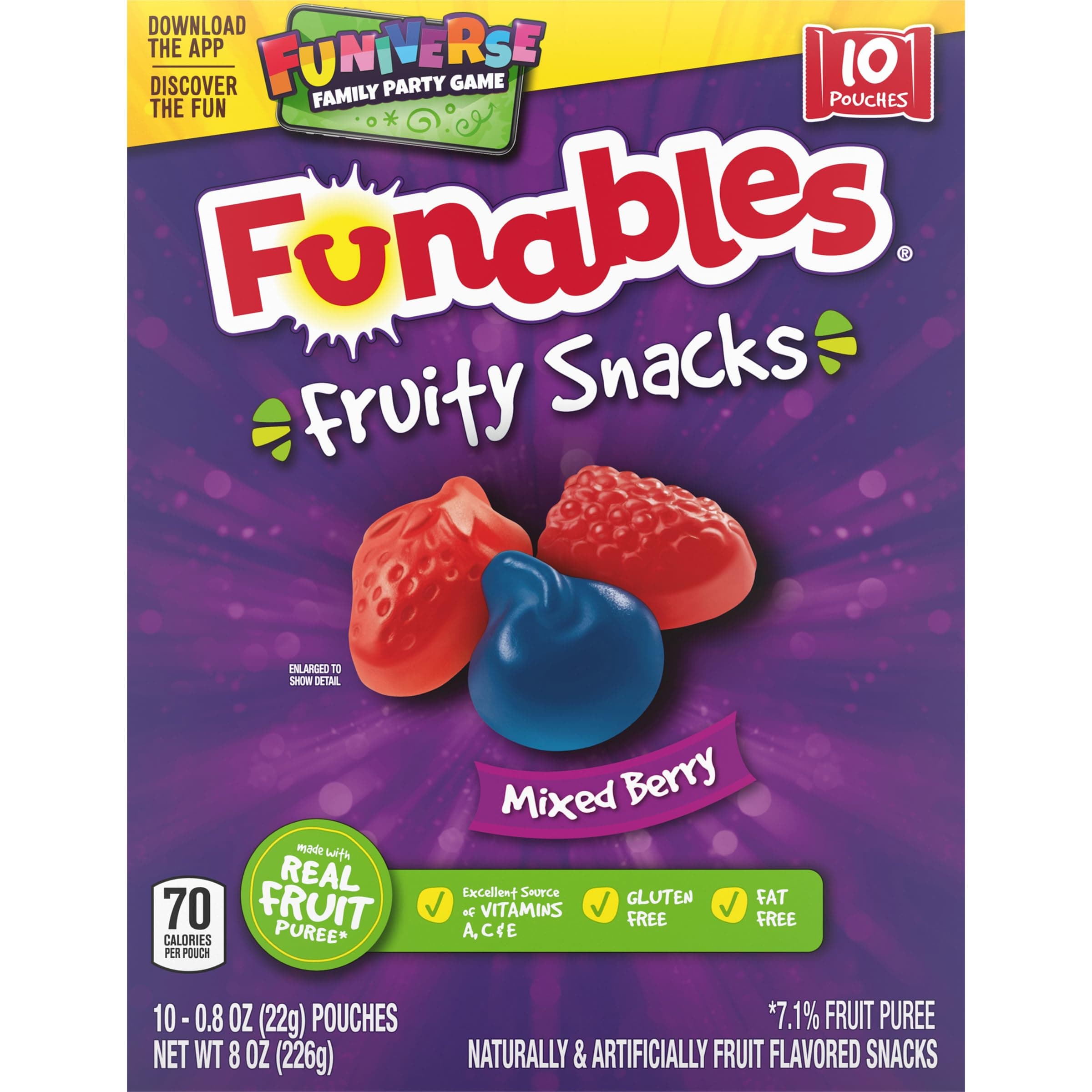 Funables Fruit Snacks, Mixed Berry, 10 Count