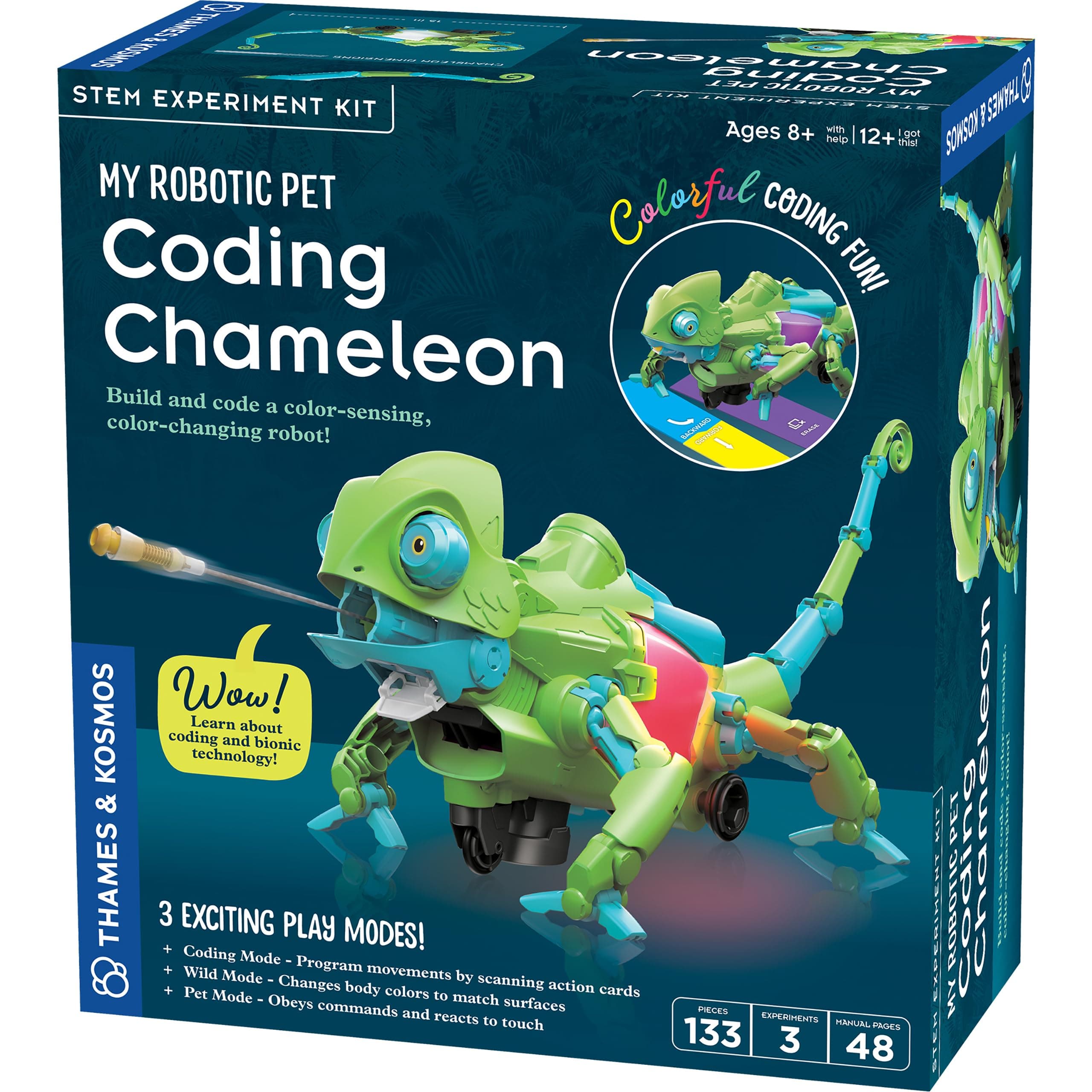 Thames & Kosmos My Robotic Pet: Coding Chameleon STEM Building & Experiment Kit | Color-Sensing Coding Robot for Boys & Girls Ages 8+, Screen-Free Educational Fun, Robotic Reptile with 3 Play Modes