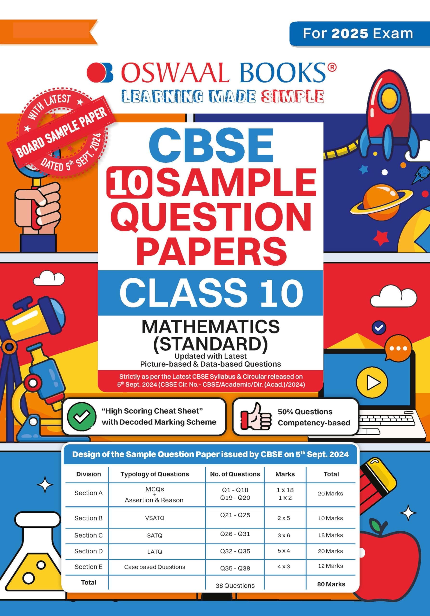 Oswaal CBSE Sample Question Papers Class 10 Mathematics Standard Book (For 2025 Exam)