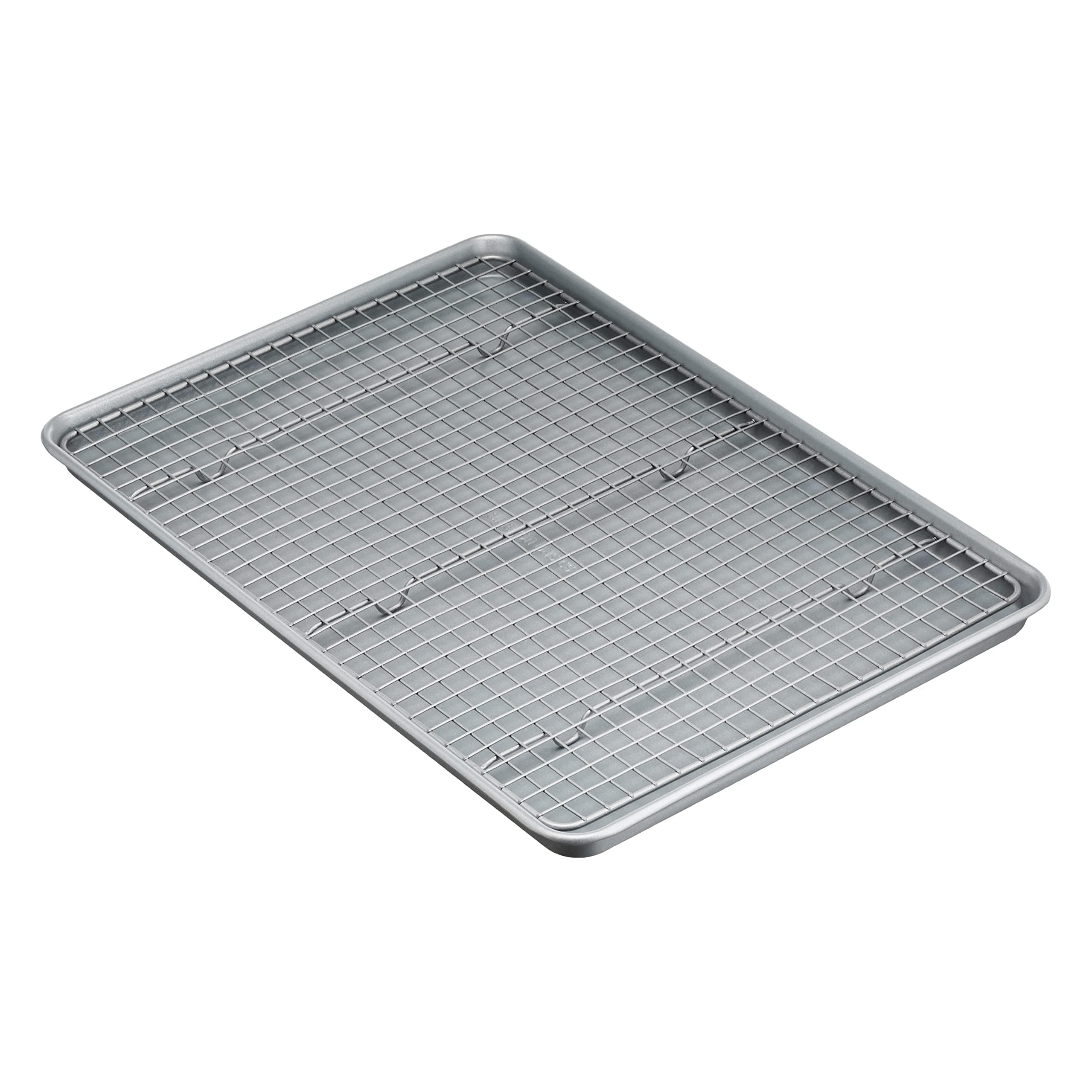 Amazon Basics Ceramic Nonstick Baking Sheet & Cooling Rack Set, Dishwasher Safe, Oven Safe, Half Sheet Size, Gray, 1-Pack