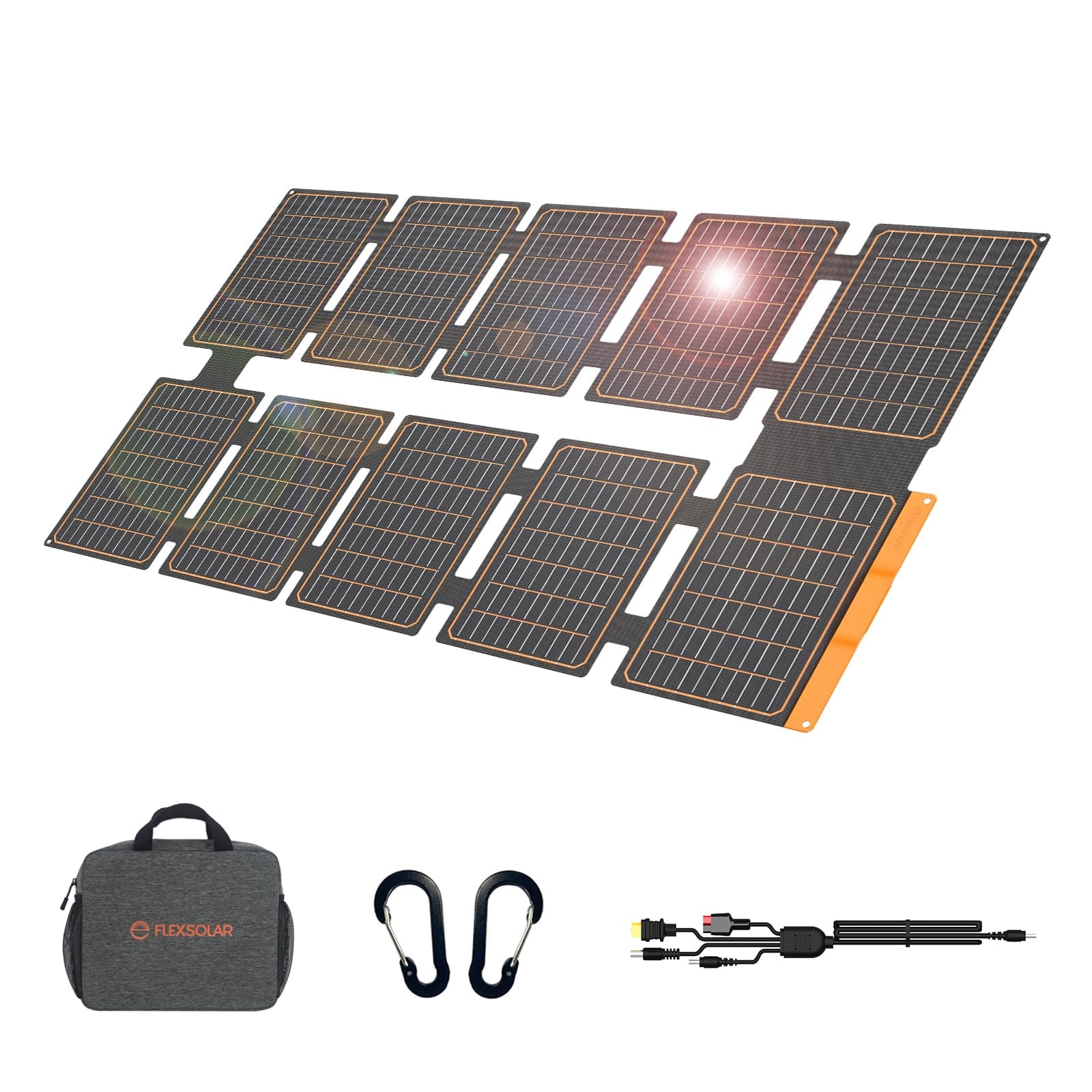 FlexSolar 100 W Foldable Solar Panel, USB-C/USB-A/DC Output, Solar Charger, IP67 Waterproof, Dustproof, Earthquake, Disaster, Power Outage, For Outdoor Phone, Pad, Laptop, Android Compatible