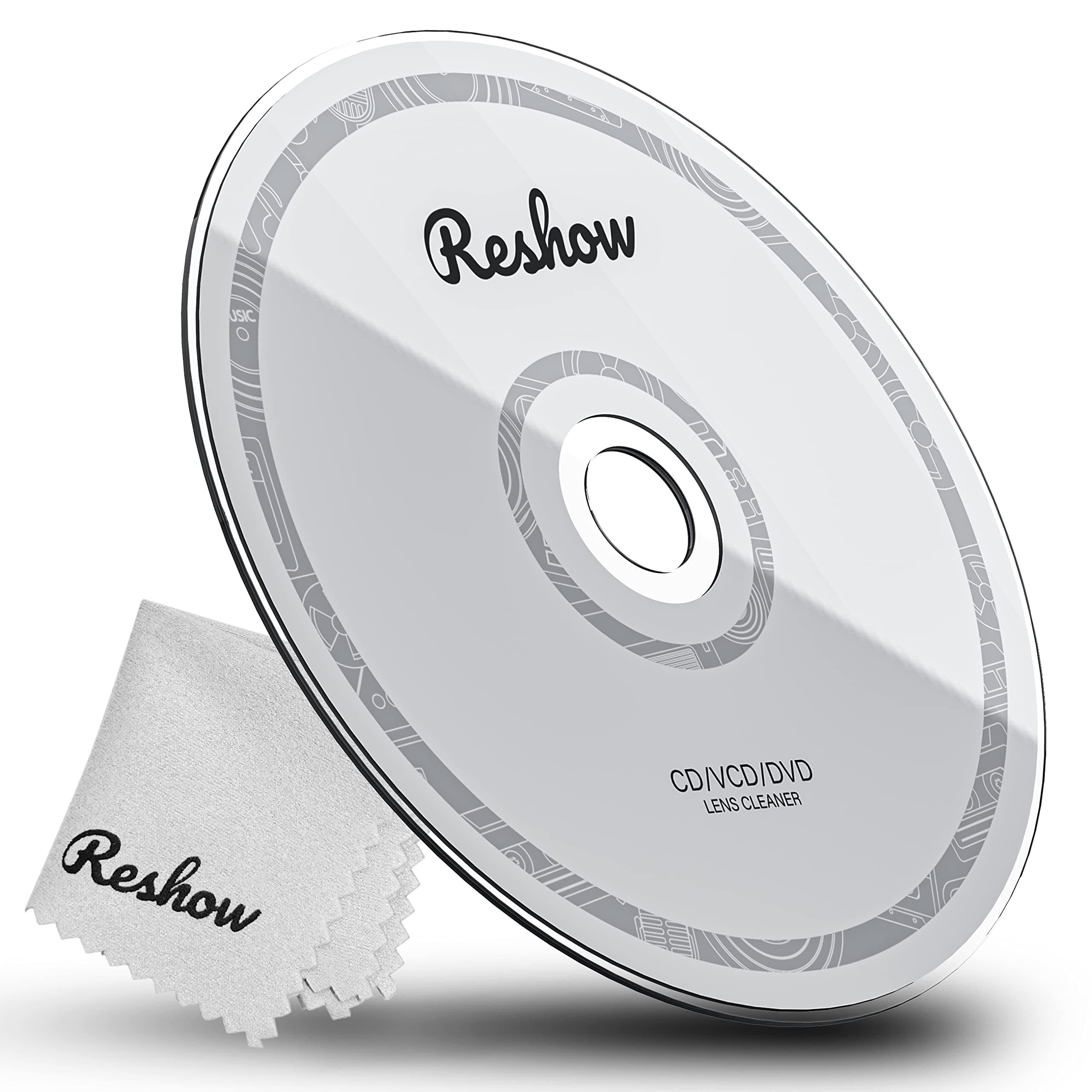 Reshow Laser Lens Disc Cleaner kit for CD & DVD Player Without Scratching The Optics - Included Microfiber Cloth, Cleaning Disc (No Cleaning Fluid Included)