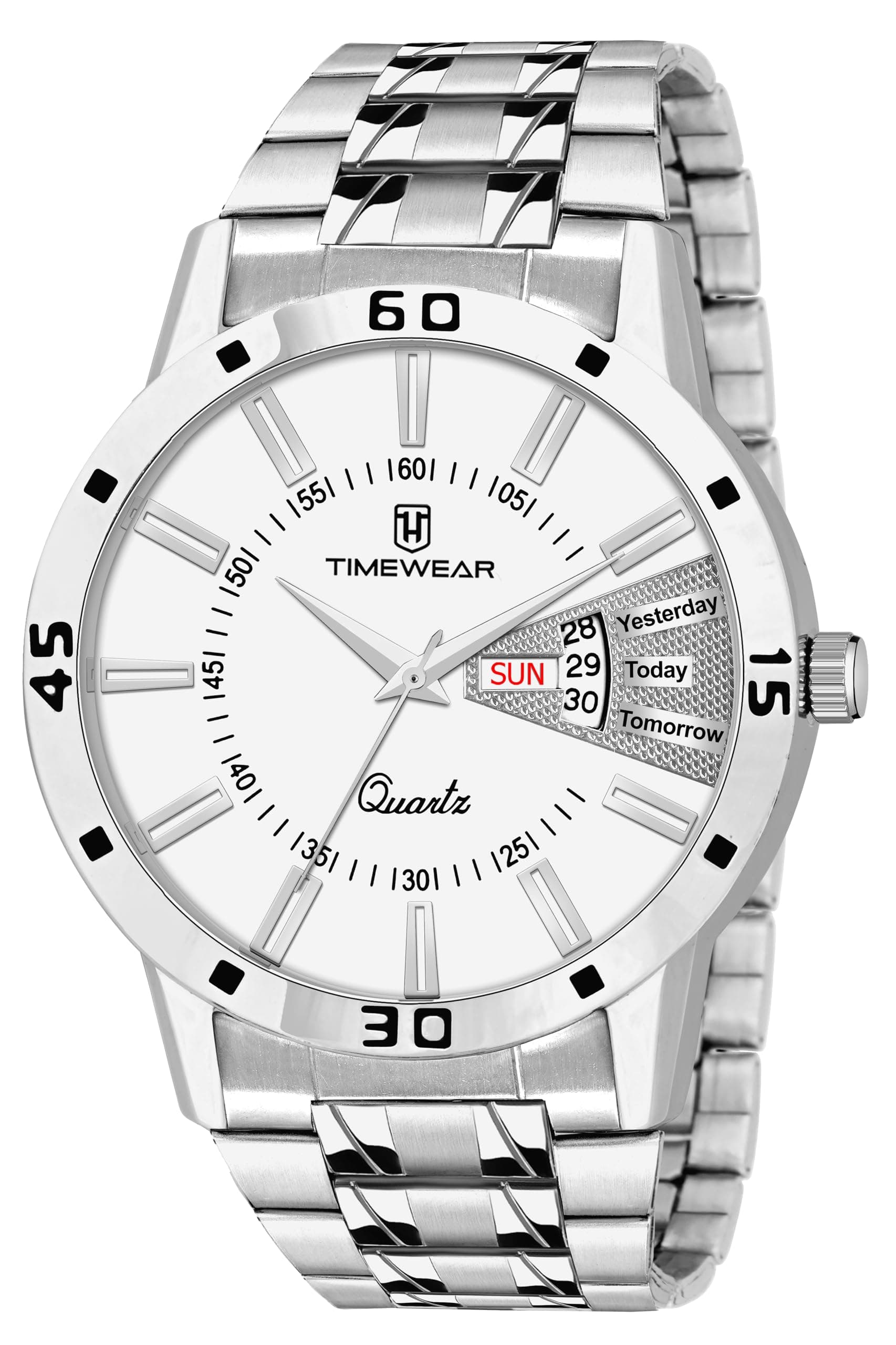 Analog Day Date Functioning Stainless Steel Chain Watch for Men