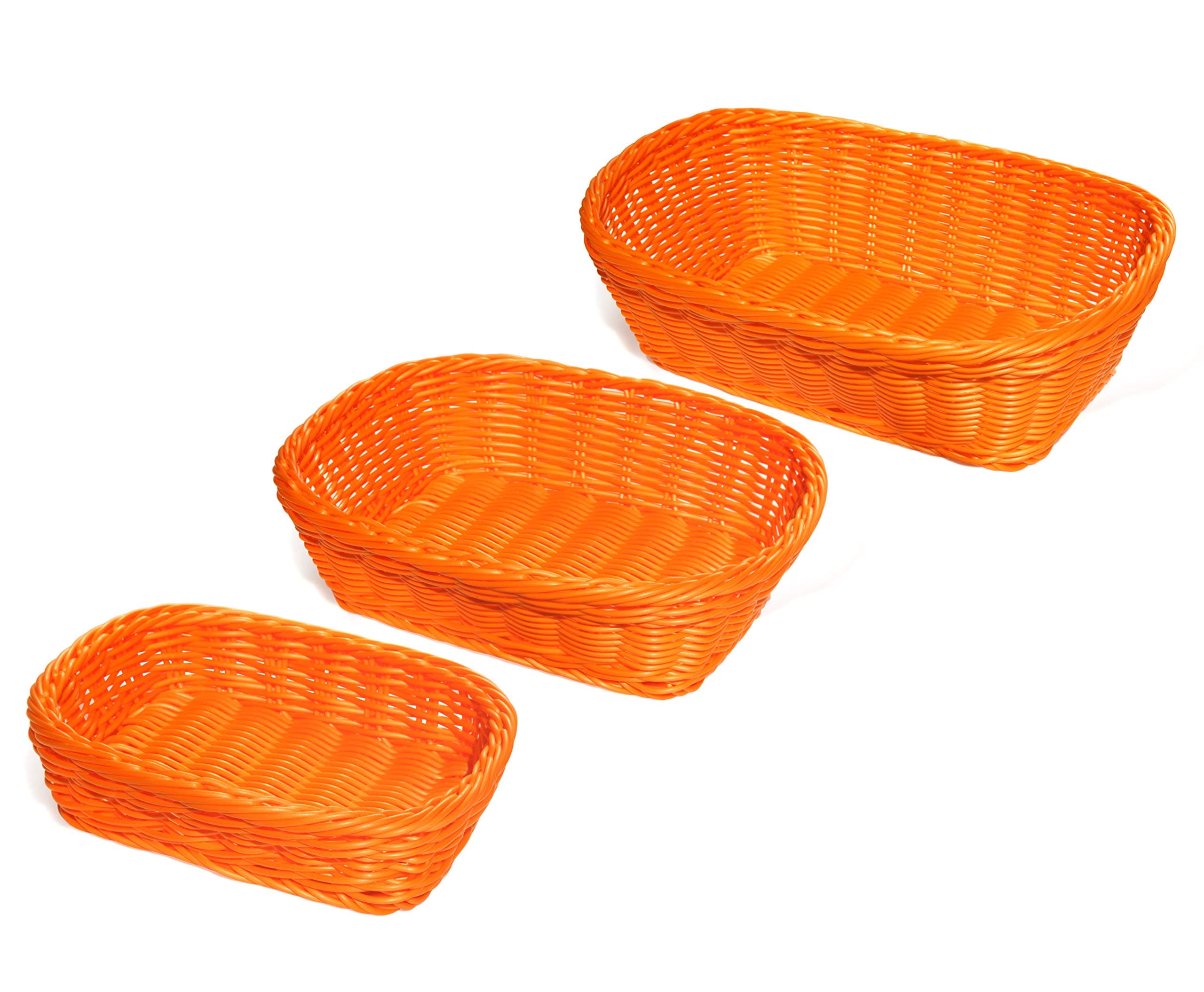 Colorbasket Hand Woven Waterproof Rectangular Basket, Bright Orange, 3 Piece