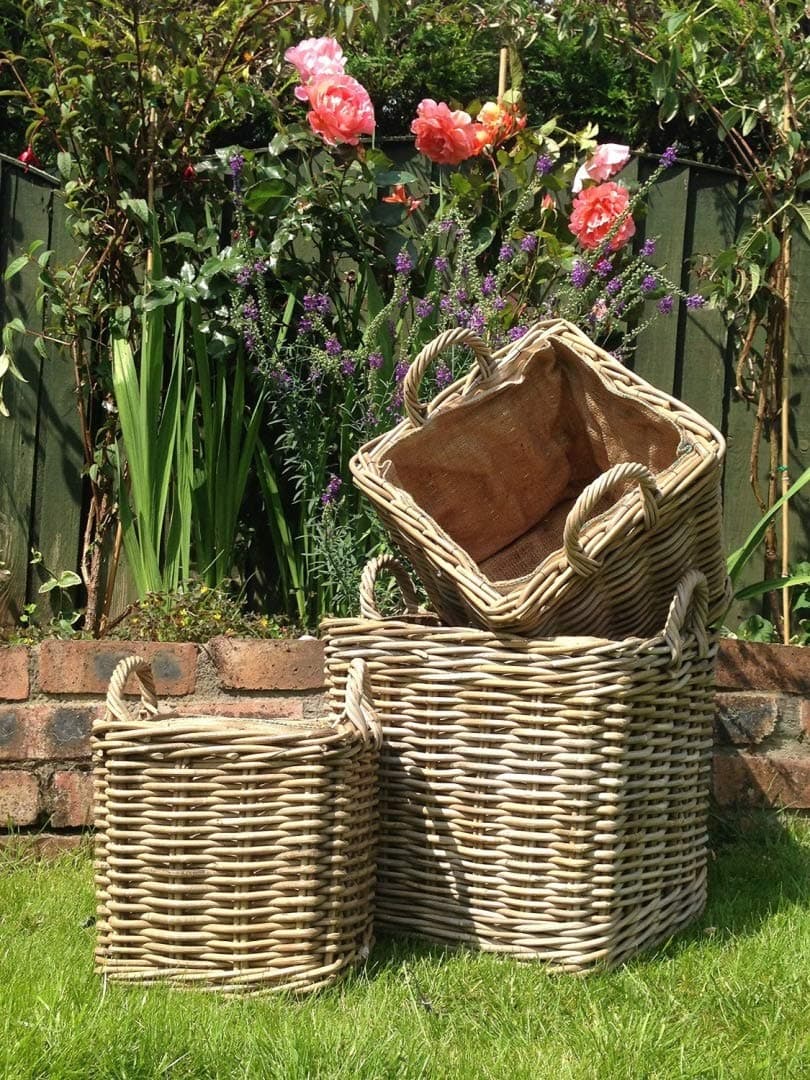 Very Strong Square Log Baskets/Storage Baskets Set with Removable Liners - Set of 3 - Small, Medium & Large