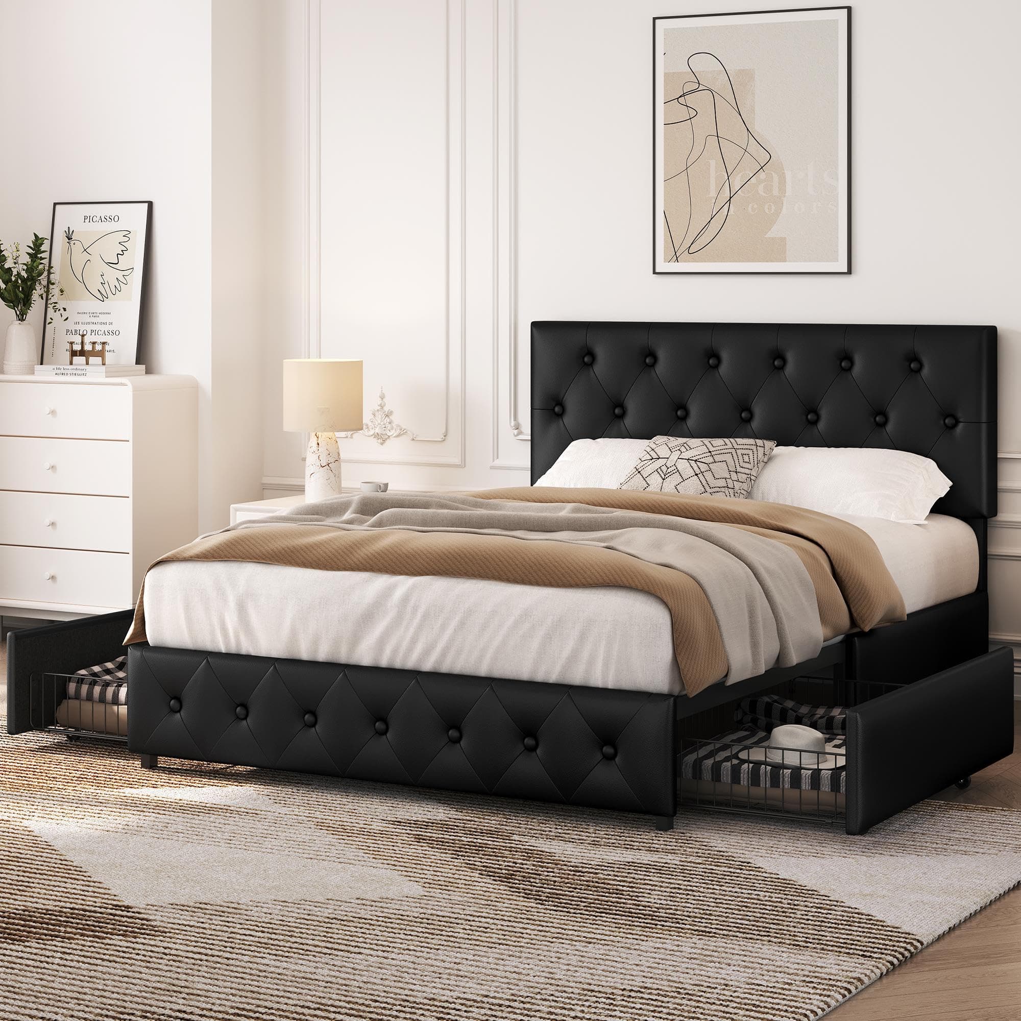 Bed Frame with Adjustable Headboard