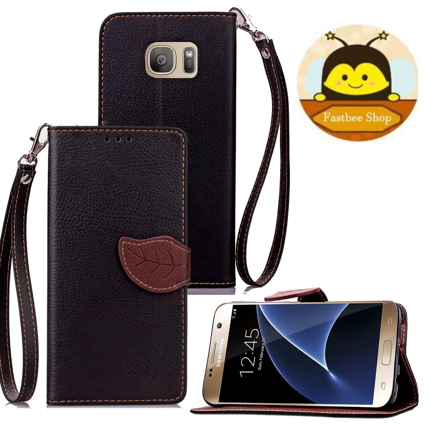 Galaxy S7 Case,Galaxy S7 Wallet Case,Fastbee Leather Wallet Case With Credit Card Holder for Samsung Galaxy S7 Black