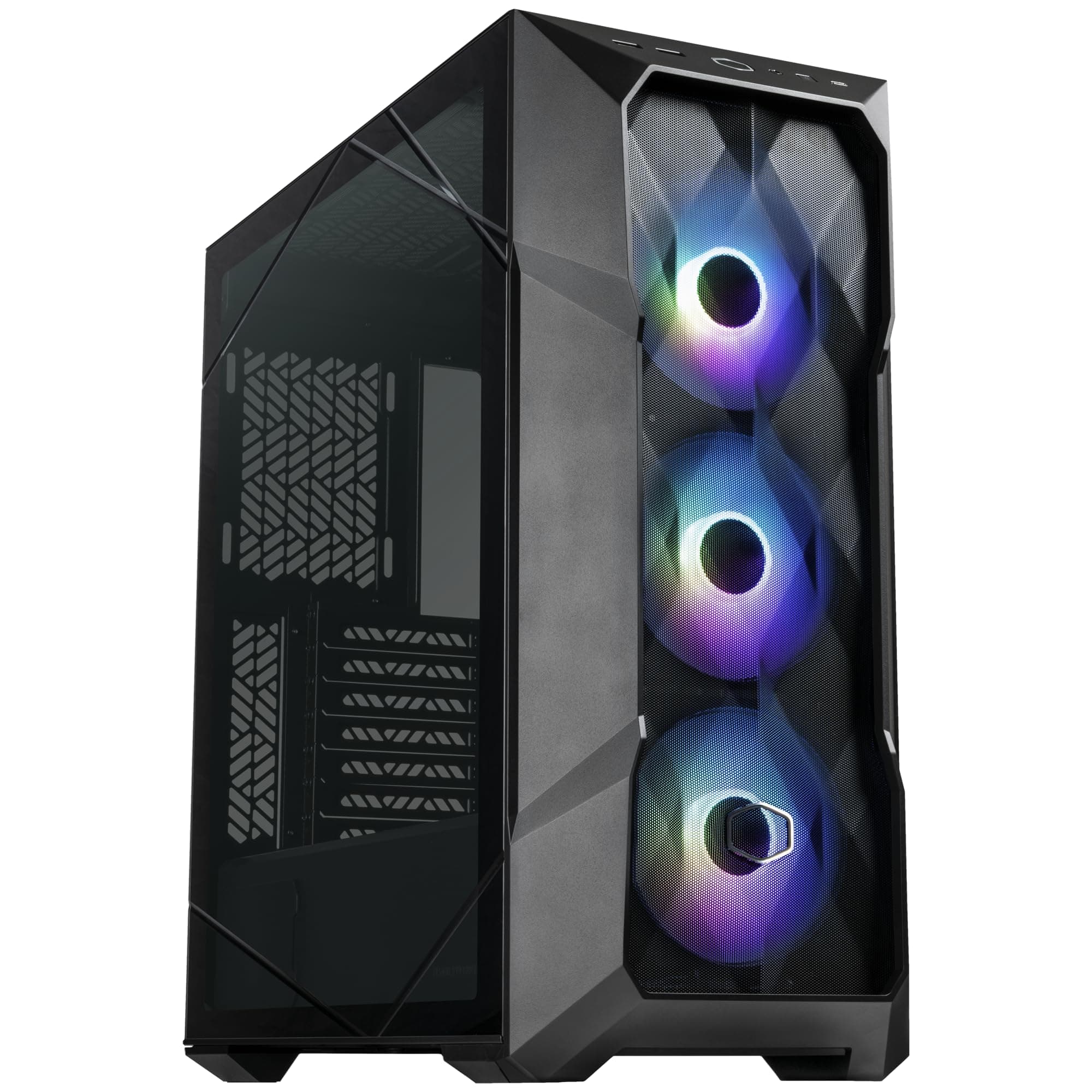 TD500 Mesh V2 Airflow ATX Mid-Tower Case, Polygonal Mesh, Crystalline Tempered Glass, Removable Top Panel, 3X Customizable 120mm PWM ARGB Fans, USB Gen 2 Type C (TD500V2-KGNN-S00)