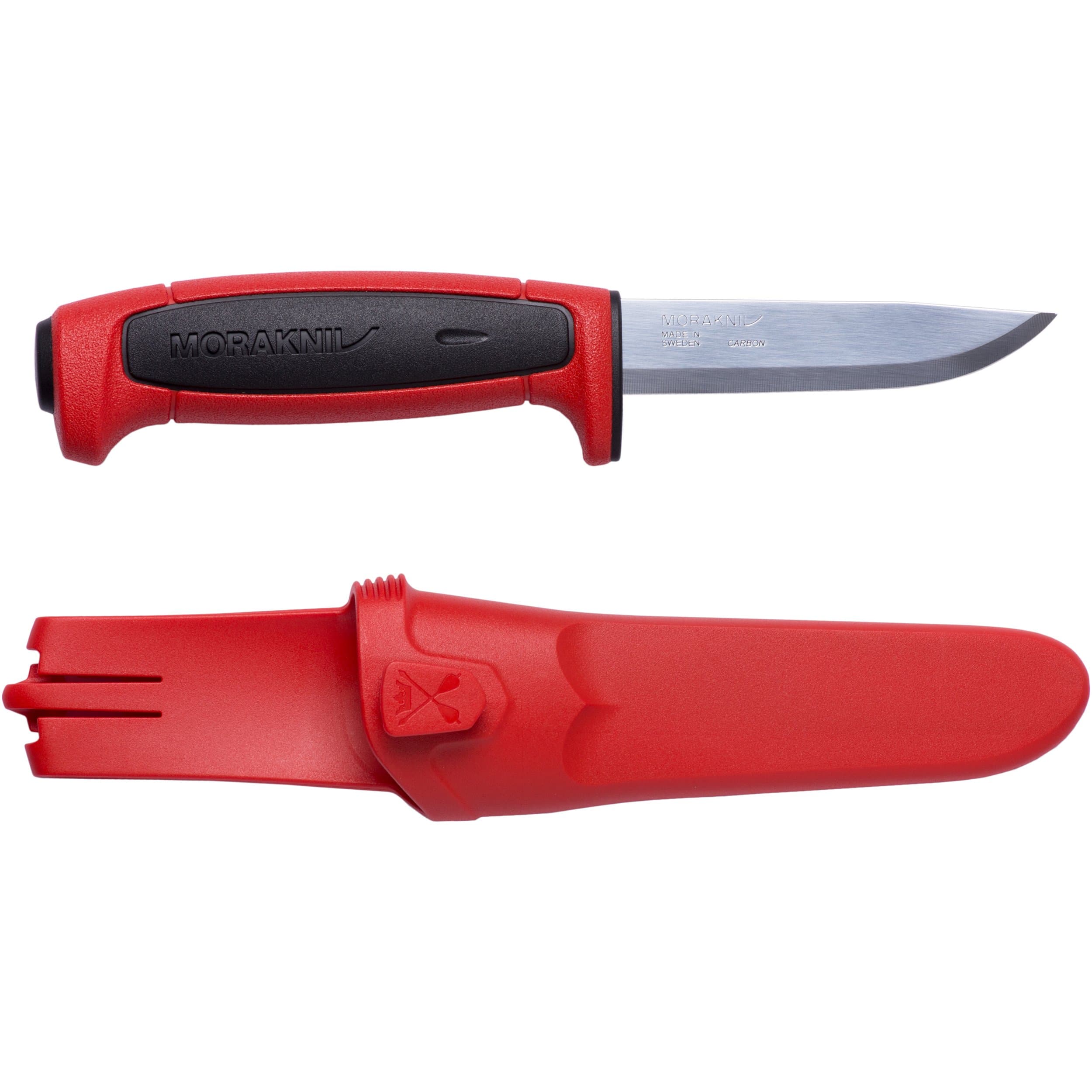Morakniv Craftline Basic 511 High Carbon Steel Fixed Blade Utility Knife and Combi-Sheath, 3.6-Inch Blade, Red and Black