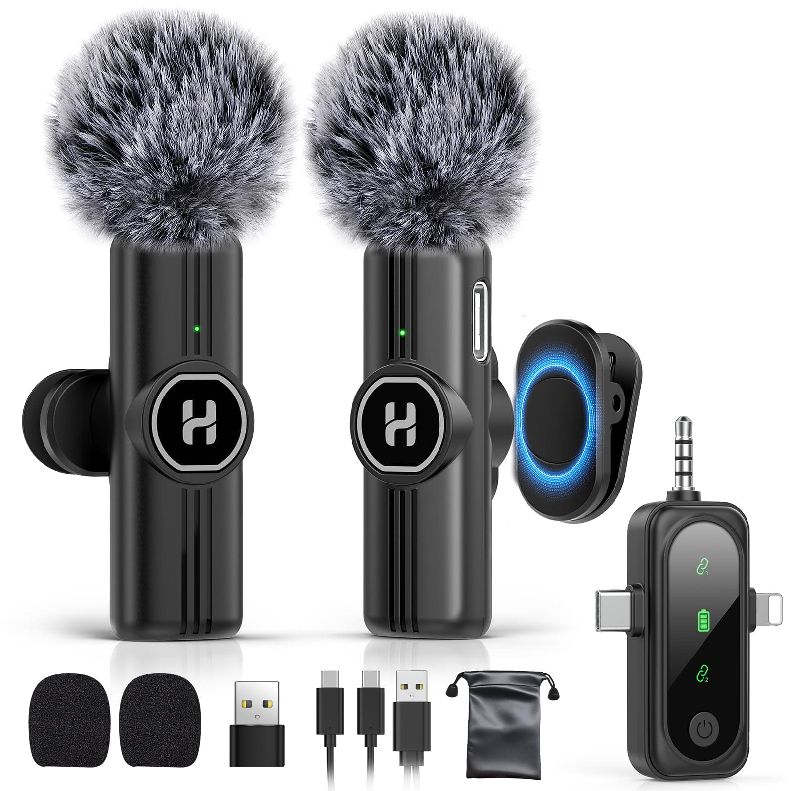 3 in 1 Mini Wireless Lavalier Microphone for All Devices (iOS, Andriod, Camera, PC) - Noise Reduction Lapel Mic for Recording, Clip on Omni Lav Mic for Video Recording, Tiktok, YouTube, Vlog