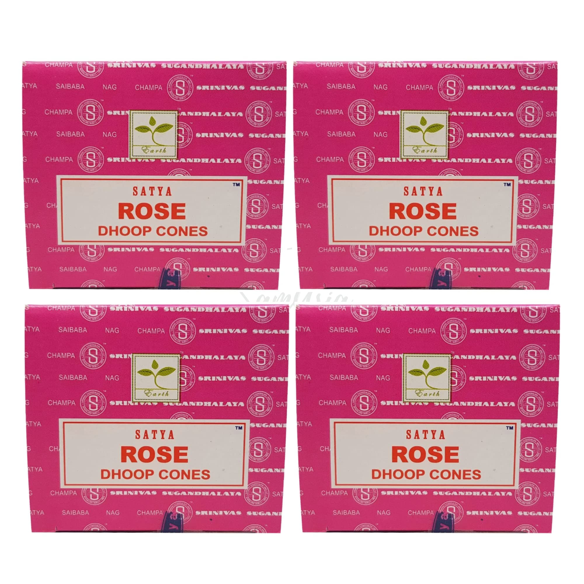 Satya Rose Incense Cone x4 pack, used for Aromatherapy, Spa, Yoga, Weddings, Reiki, Meditation, Healing by SAMASIA