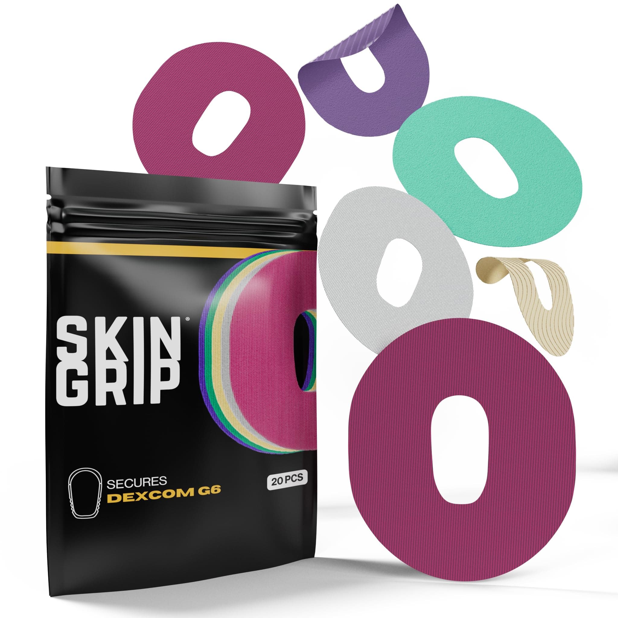 Adhesive Patch Compatible with Dexcom G6 Adhesive Patches Waterproof & Sweatproof with Cutout, Lasts 10-14 Days, Continuous Glucose Monitor Patch, CGM Sensor Cover – 20 Pack, Gemstones Pack