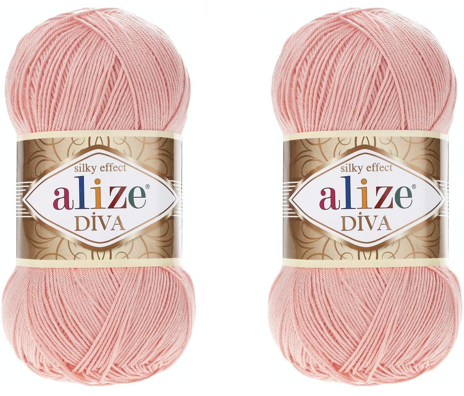 Diva Hand Knitting Yarn - 100% Microfiber Acrylic With Silk Effect - Crochet Art Lace Craft - 2 Skeins, 200gr, 767 Yds (145-Powder)