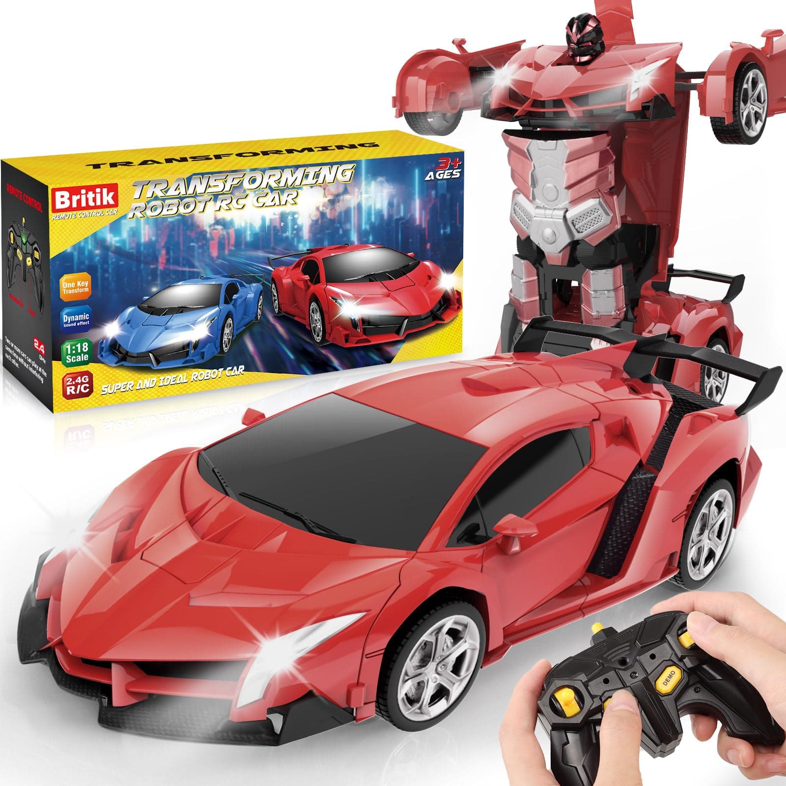 Transform Remote Control Car Toy for Kids 4 5 6 7 8, Remote Control Car for Boys 4-7, Transform Cars for Boys 4-6, Toy Car 5 Year Old Boy, Toys for 3 4 5 6 7 8 9 10 11 12 Years Old Boy