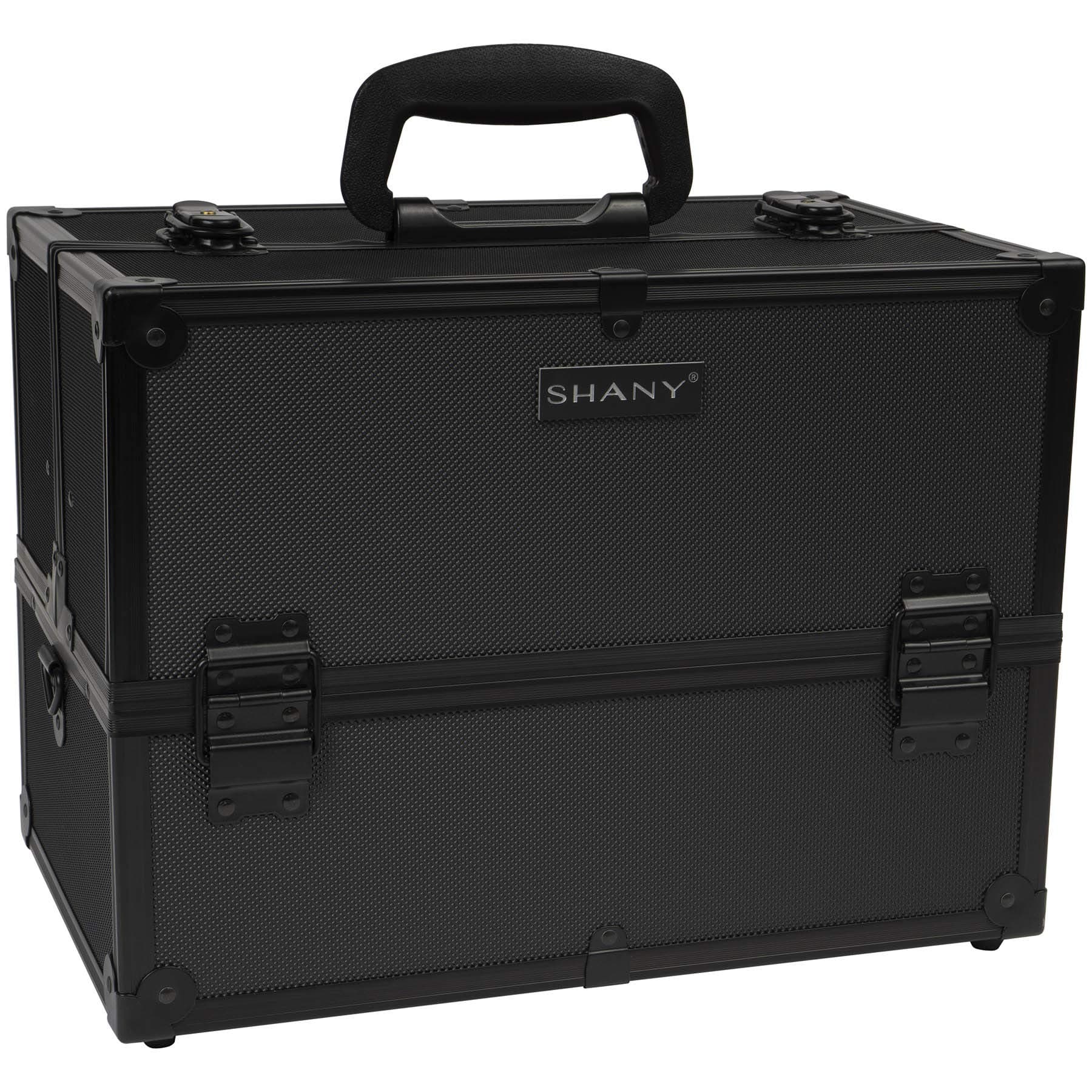 SHANY Essential Pro Makeup Train Case With Shoulder Strap And Locks - Black On Black