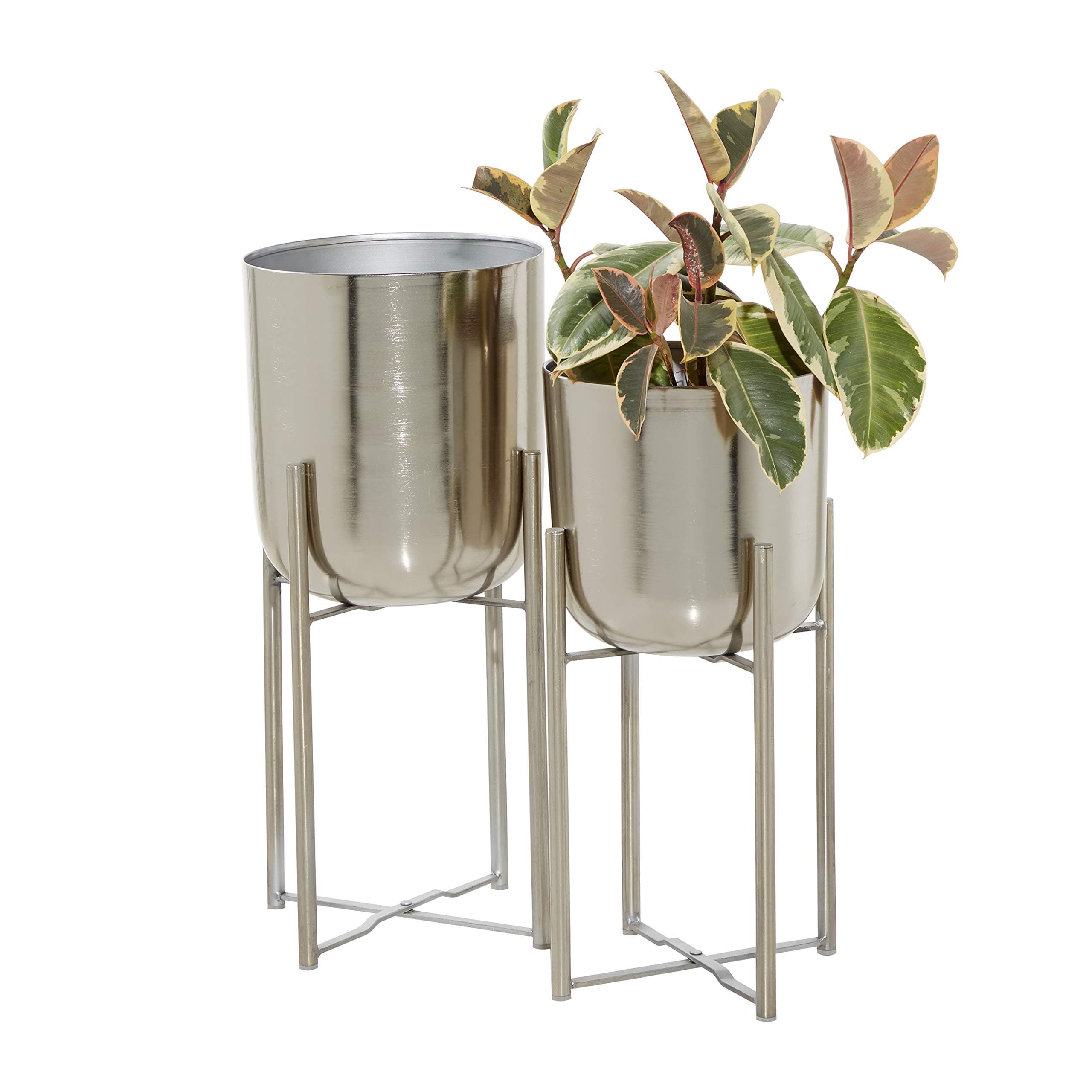 Glam Silver Metal Planter Set