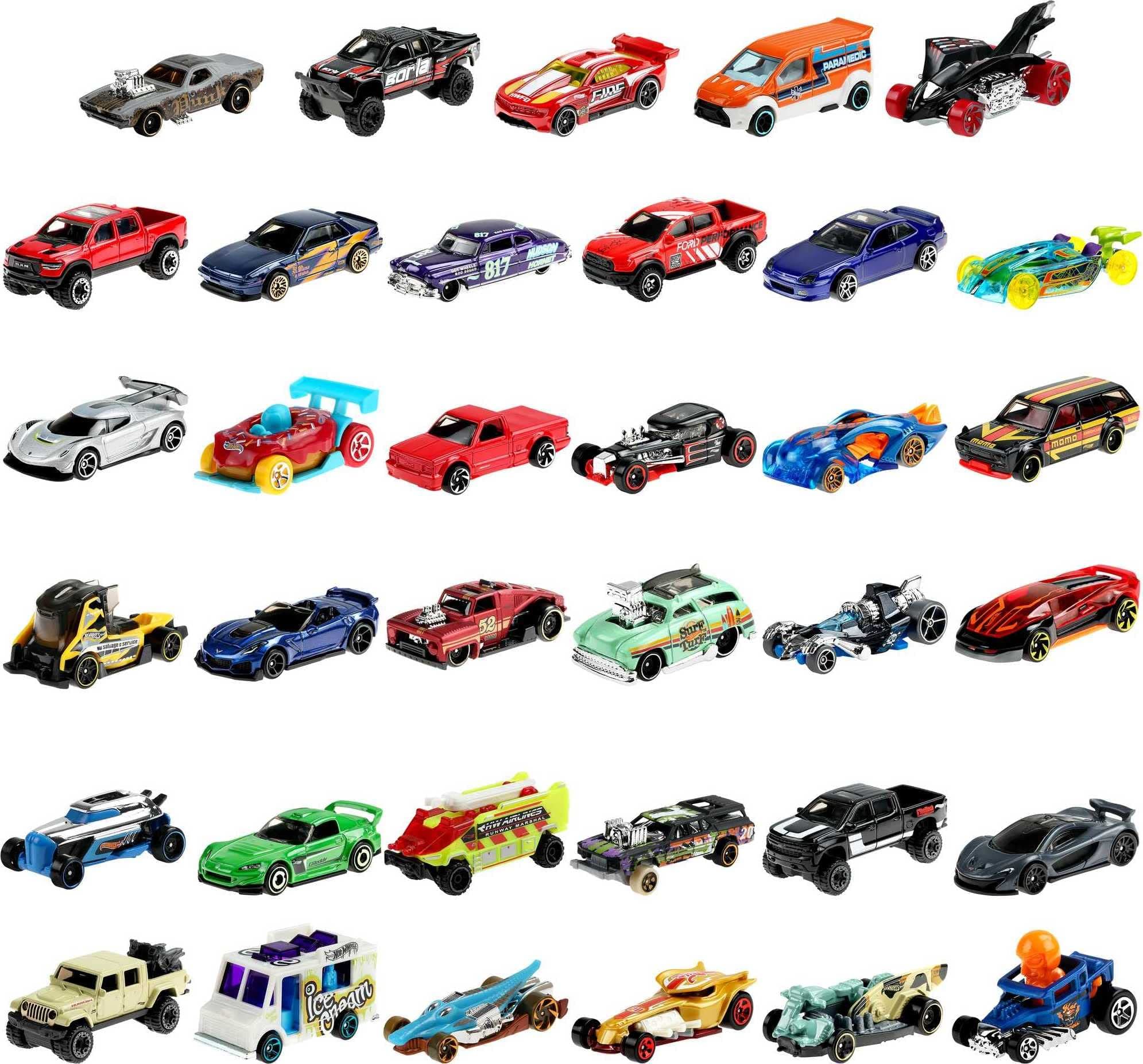 Hot Wheels 36 Car Pack, Multi-Pack of 1:64 Scale Modern & Classic Hot Wheels Vehicles for Play or Display, Gift for Car Enthusiasts, Collectors & Kids 3 Years Old & Up, GWN98