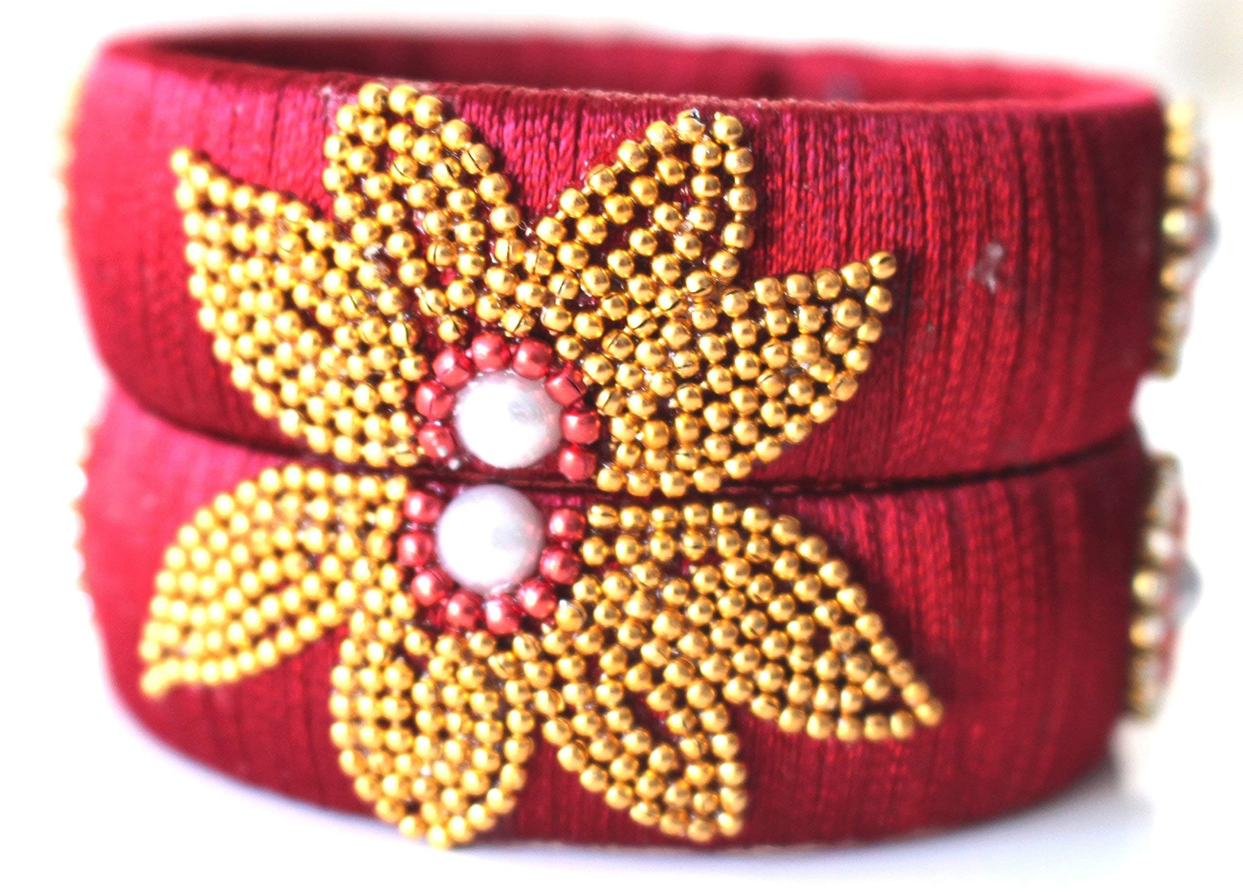 Hand Made Silk Thread Bangle Set For Women 2 * 6