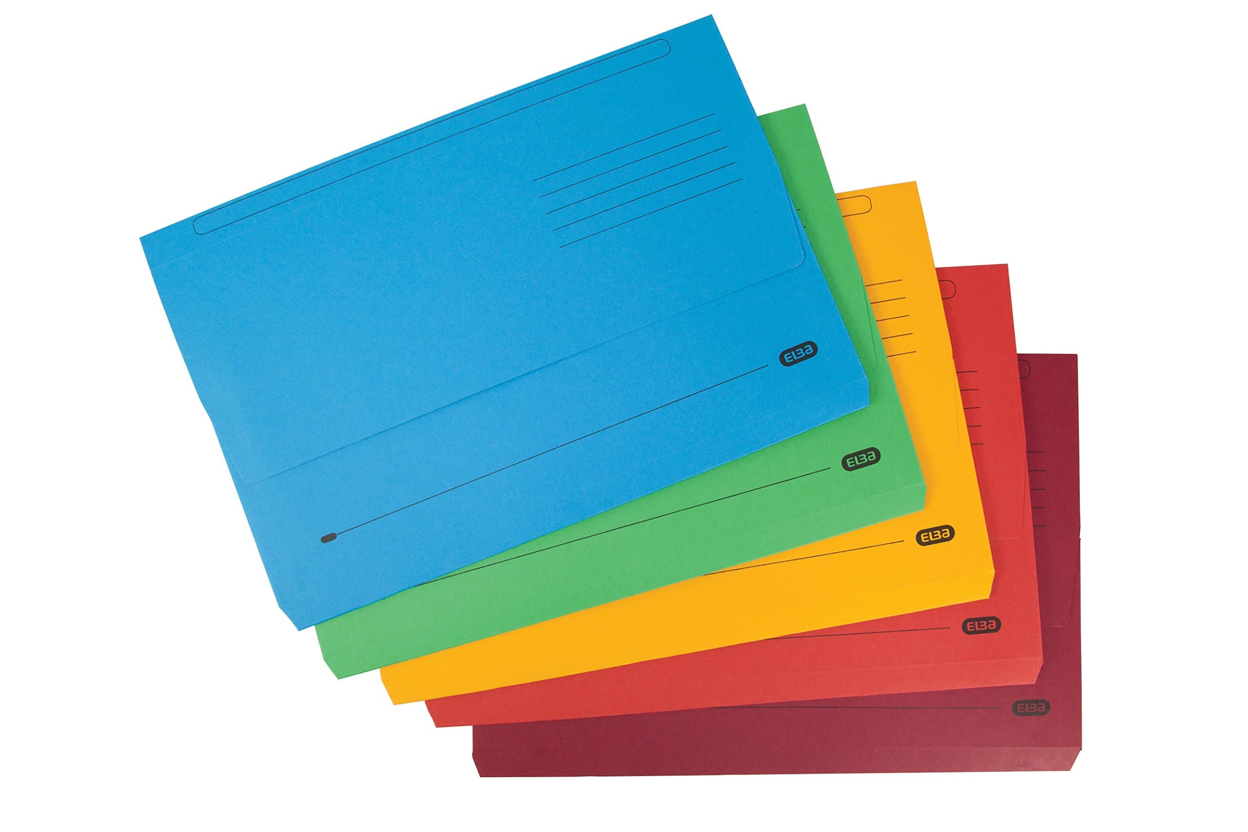 Elba Foolscap Document Wallets, Assorted Colours, A4+, Pack of 10 Folders