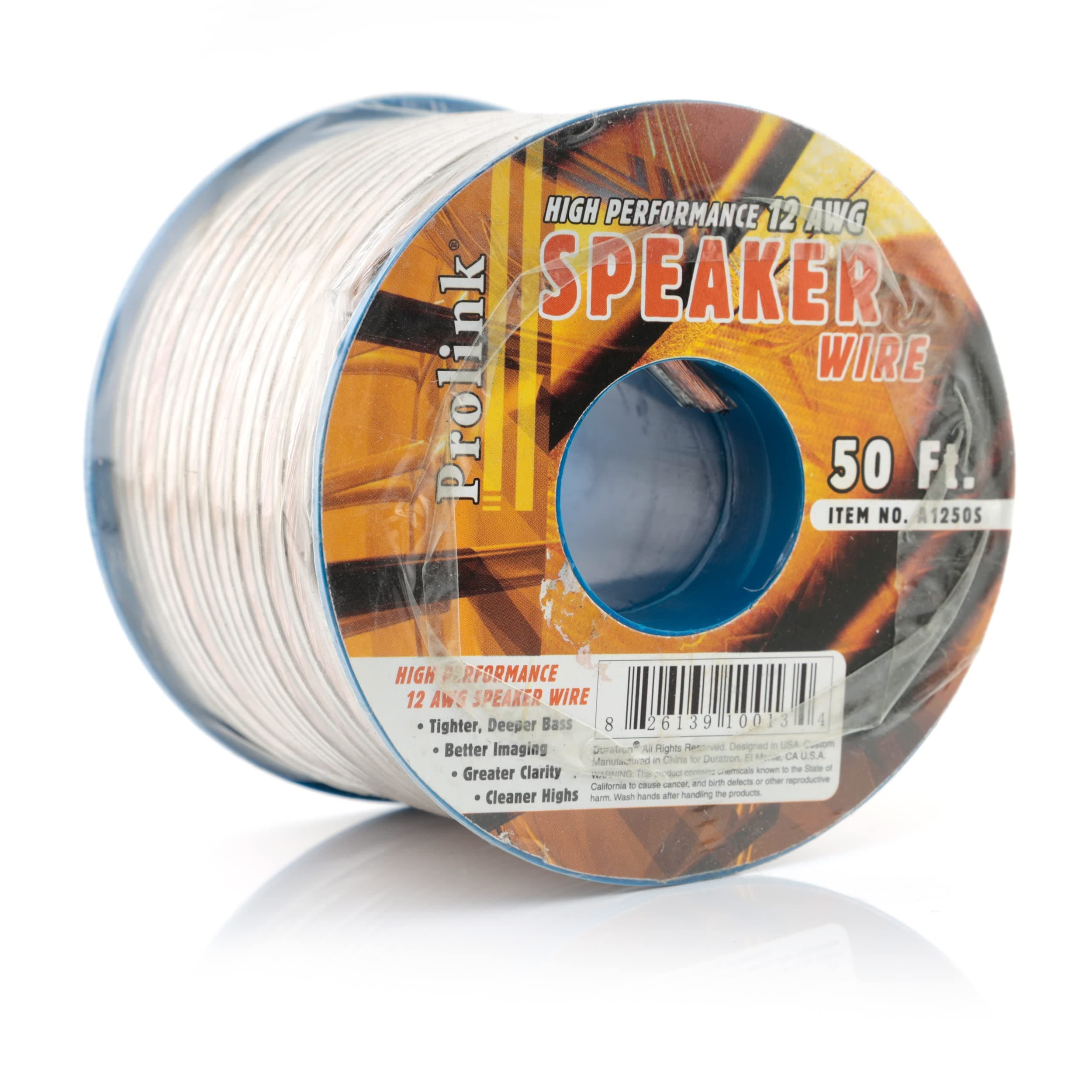 Luxtronic 12-Gauge Clear Speaker Wire / 50-ft.