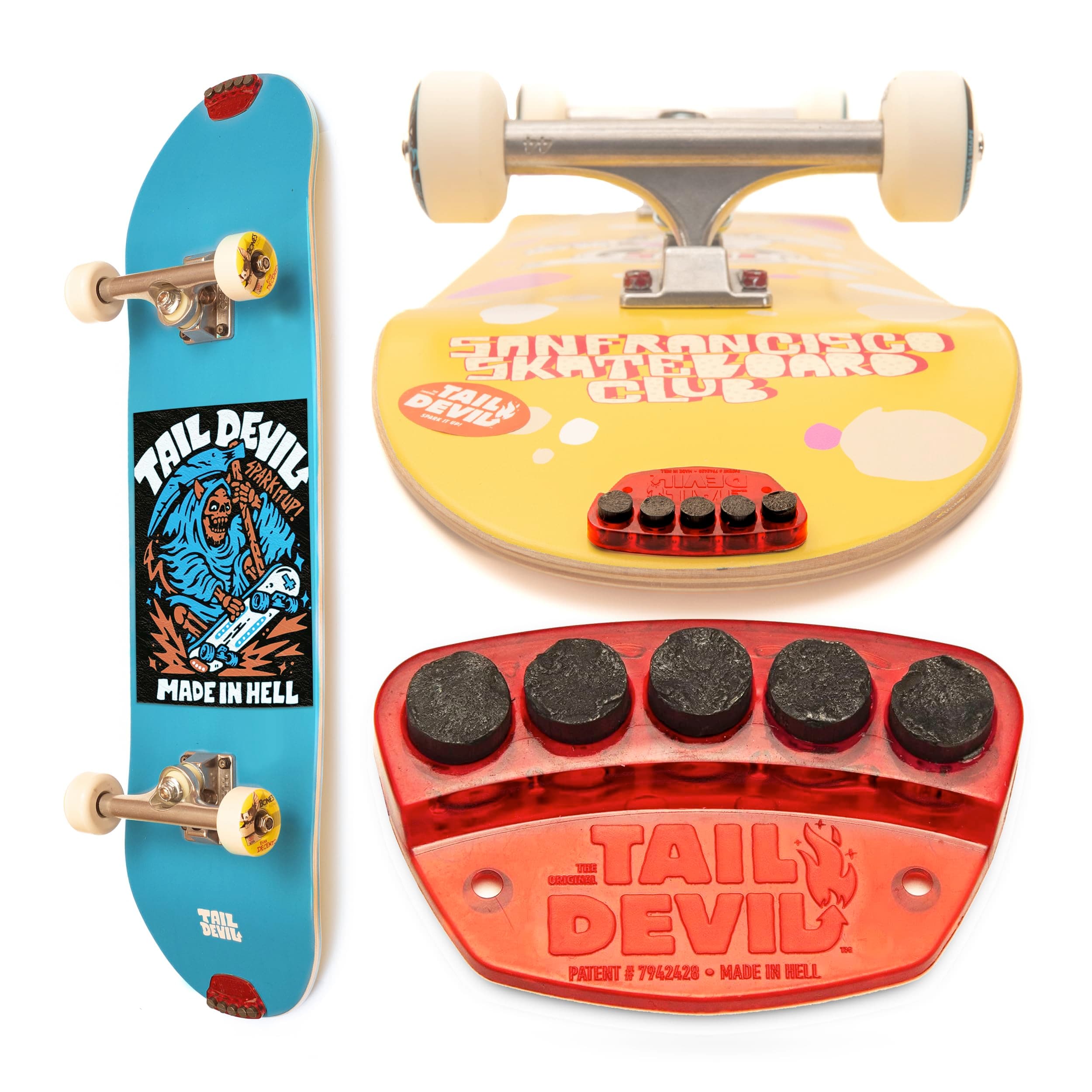 The Original Tail Devil Spark It Up! ® Skateboard Spark Plates - Skateboard Accessories Compatible with Kids Skateboard and Adults, Longboard, Skateboard Gift for Beginners and Pros