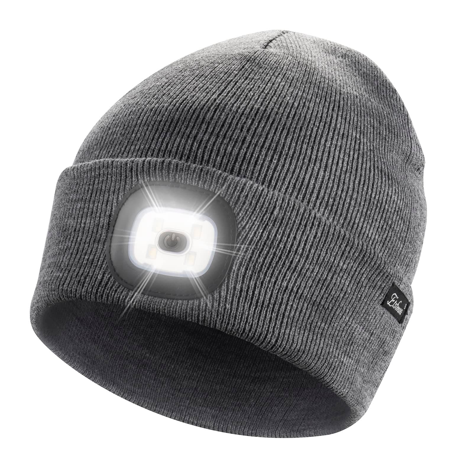Etsfmoa Unisex LED Beanie Hat with Light, Gift for Men and Women, USB Rechargeable Winter Knitted Lighted Beanie Hat with Headlamp