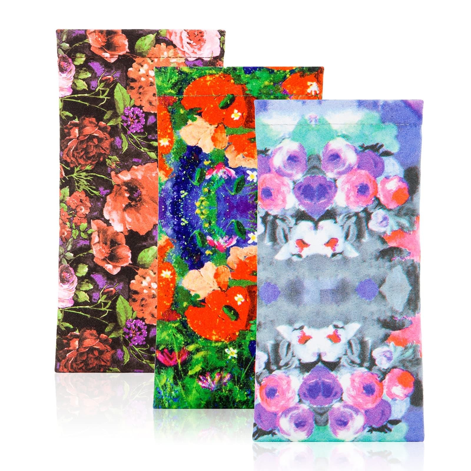 TRIUMPH VISION Squeeze Leather Sunglasses Pouch - 3 Pack Glasses Case Soft Eyeglass Sleeve Pouch Holder