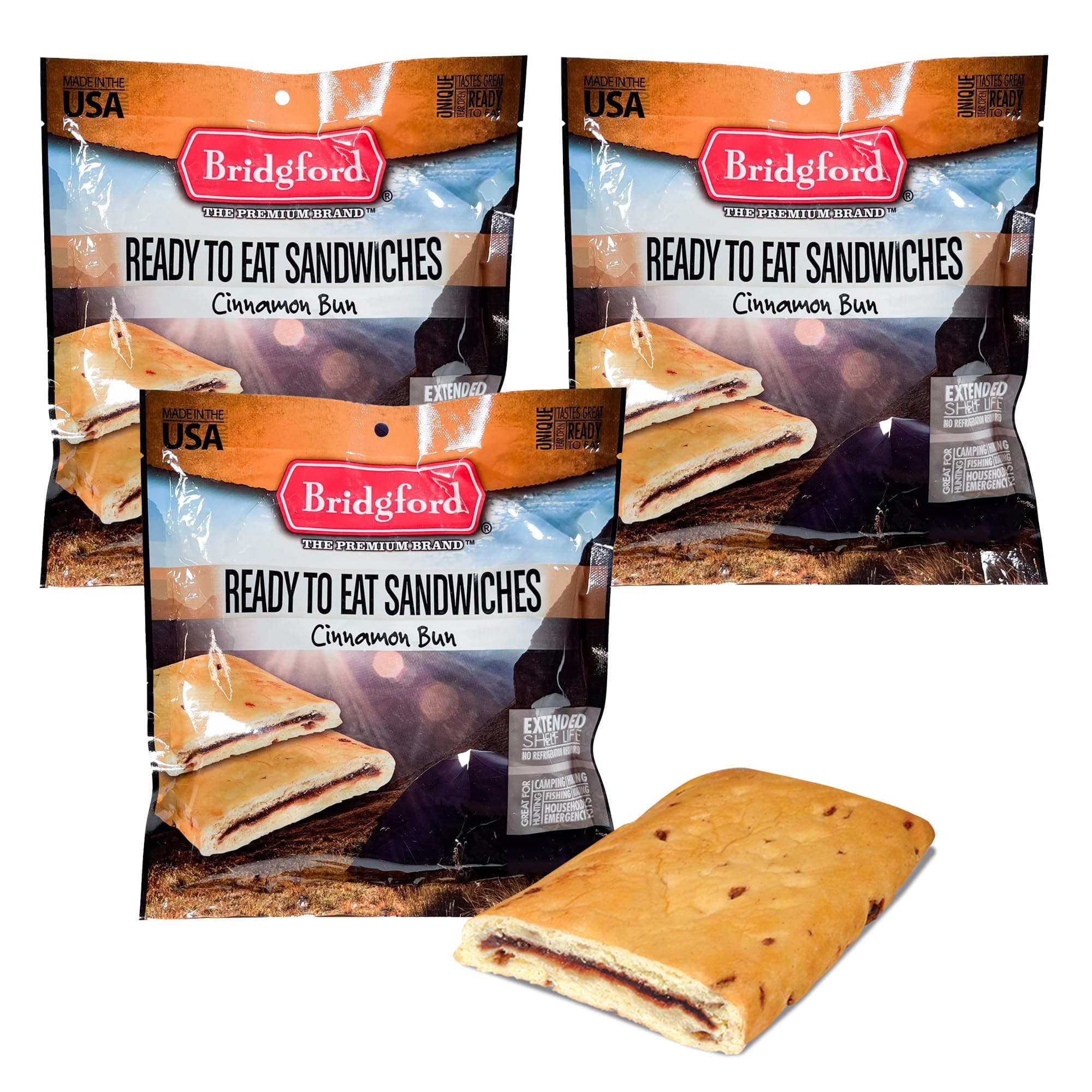 Bridgford Cinnamon Bun - Shelf-Stable Breakfast Snack - 3 Pack - Nutritious Shelf-Stable Survival Food for Camping, Emergency Food Supply, Outdoor Adventures, and Survival Kits