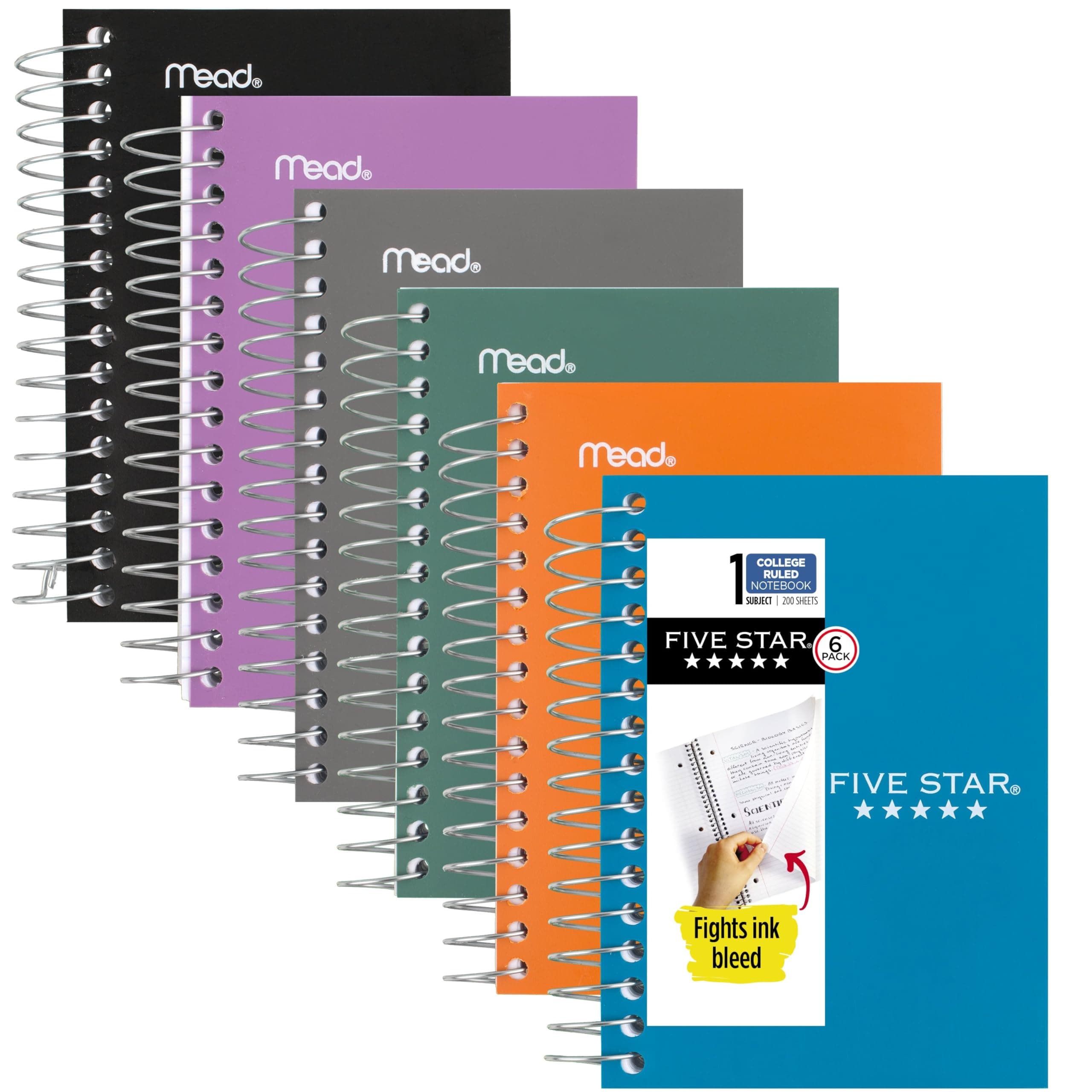 Five Star Fat Lil' Notebook, College Ruled, 200 Sheets- 3 1/2" x 5 1/2", 6 Pack