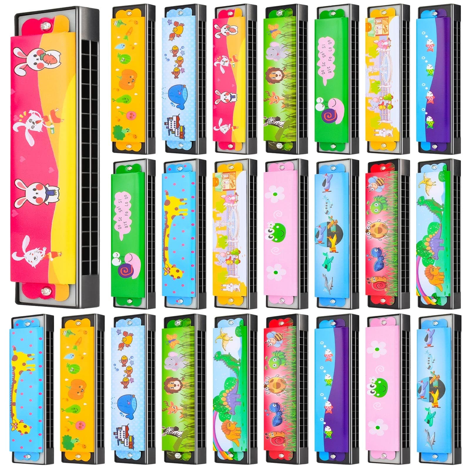 24 Pcs Harmonica for Kids Lightweight Harmonicas with Double Row of 16 Holes, Harmonica for Toddler Kids Adult Beginners' Musical Instrument Toy (Over 3 Years Old)
