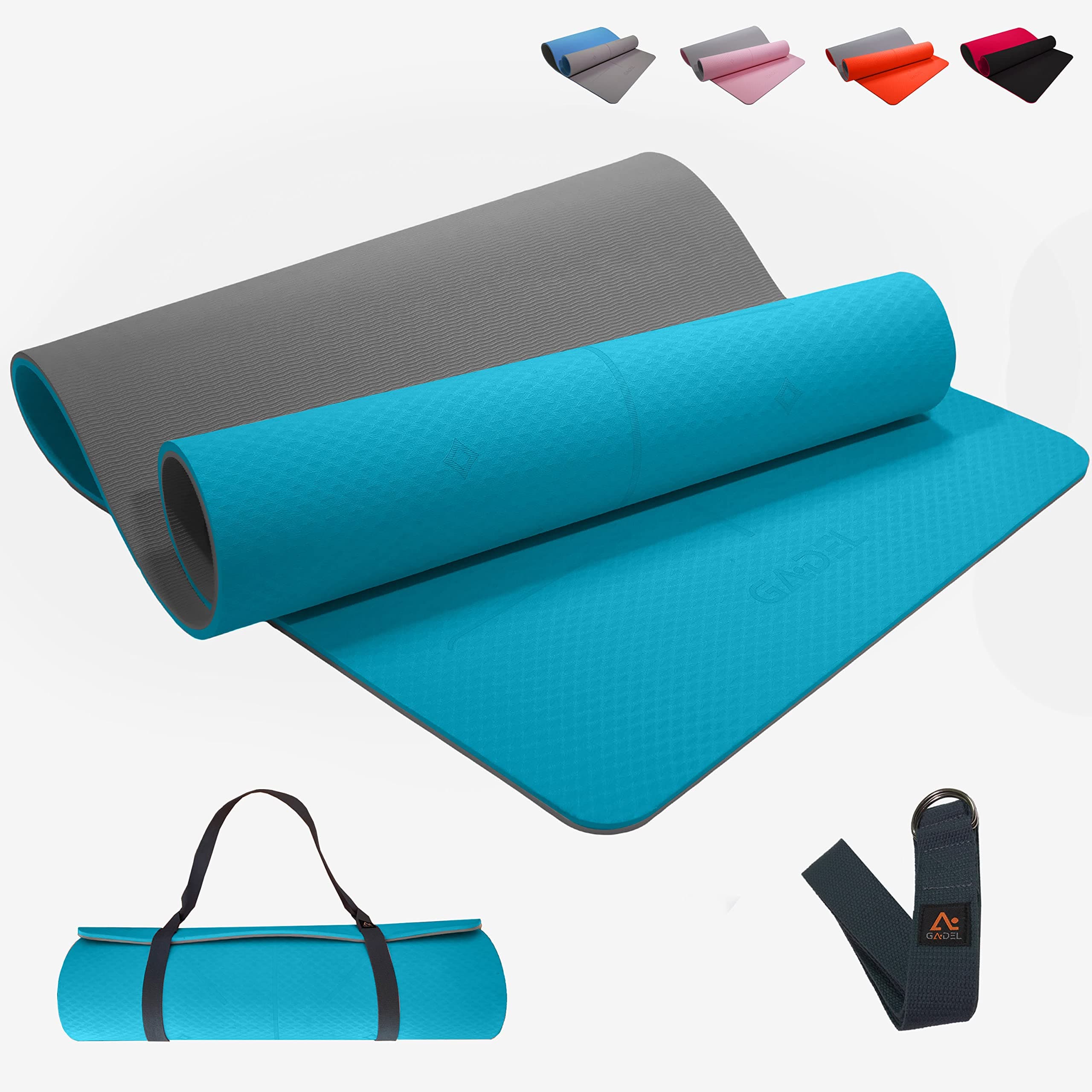 GADEL Extra Thick Yoga Mat Non Slip Thick Exercise Mat Wide TPE 12mm Eco Friendly Yoga Mats for Men/Women Workout Mats for Home Gym Fitness Hiit Gymnastics Meditation Pilates Yoga Mat Alignment Lines