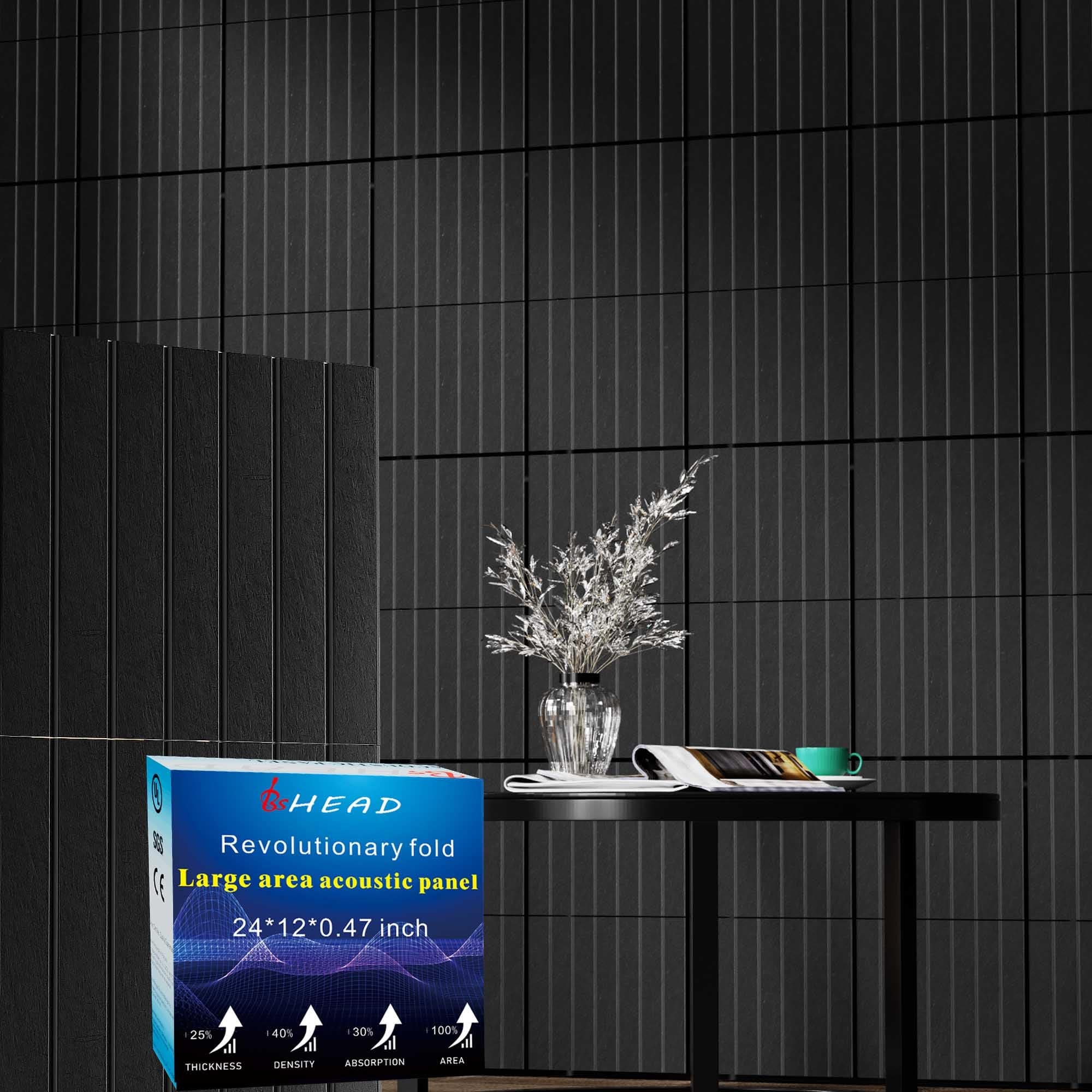 16 Pack Large Fold Soundproof Wall Panels,12 x 12 x 0.47 in Sound Proof Foam Panels for Walls, High Density, Thicker 0.47in, Acoustic Panels, Sound Dampening Panels Black